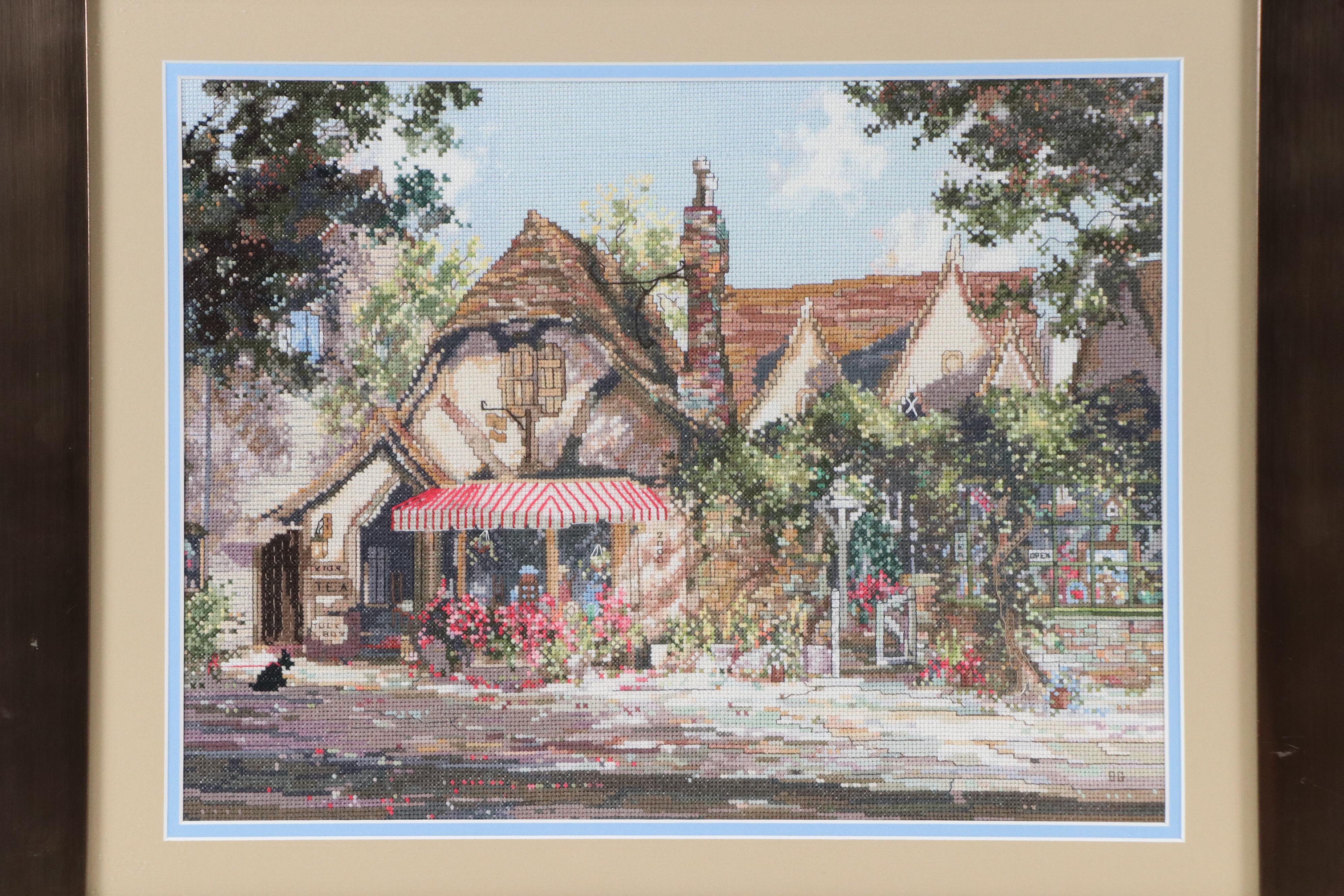 Bernice Giannetti Cross-Stitch Embroidery of Residential Landscape