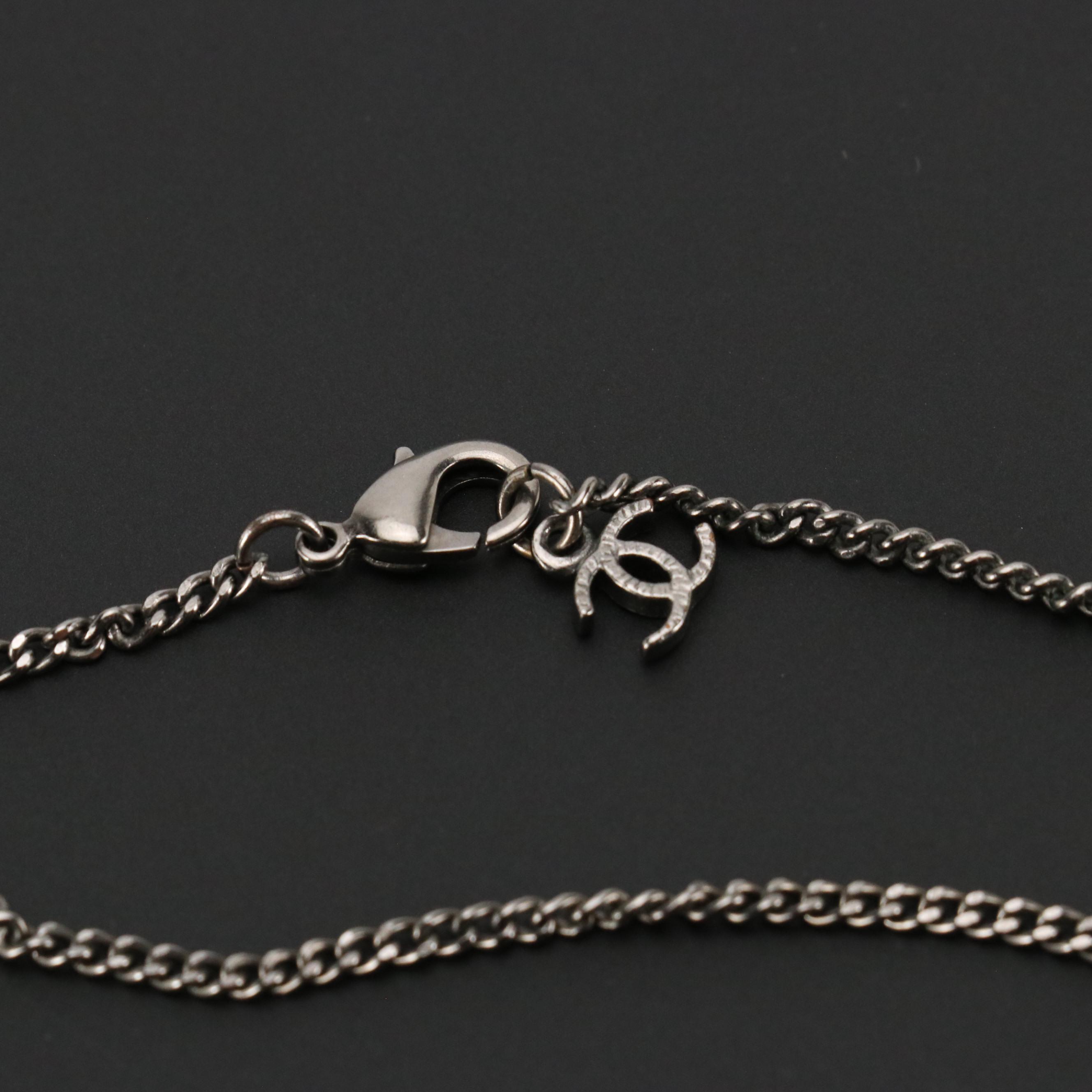 Chanel CC Crystal Resin Pendant Necklace