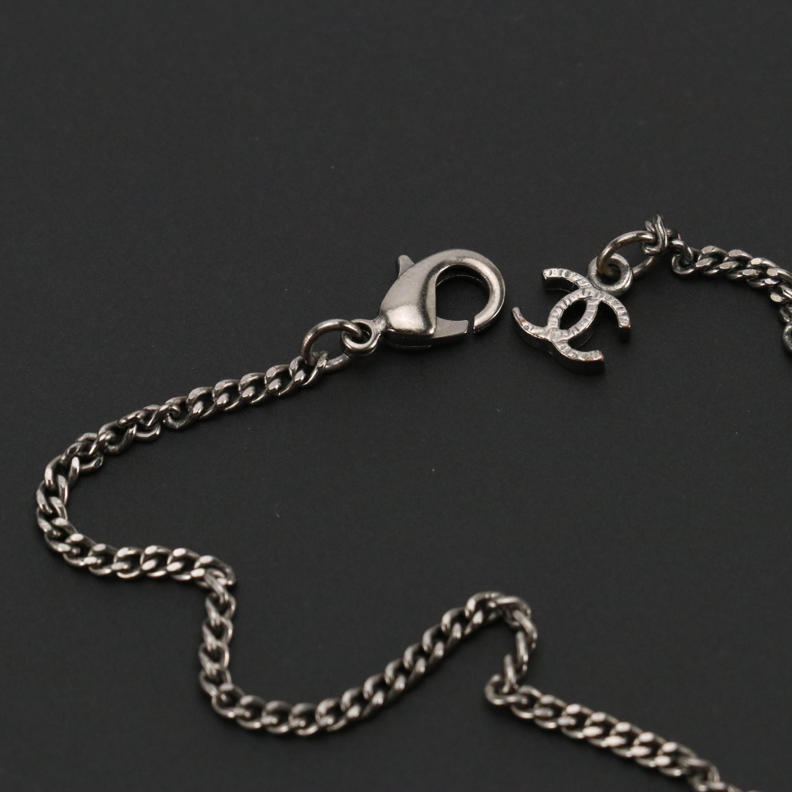 Chanel CC Crystal Resin Pendant Necklace