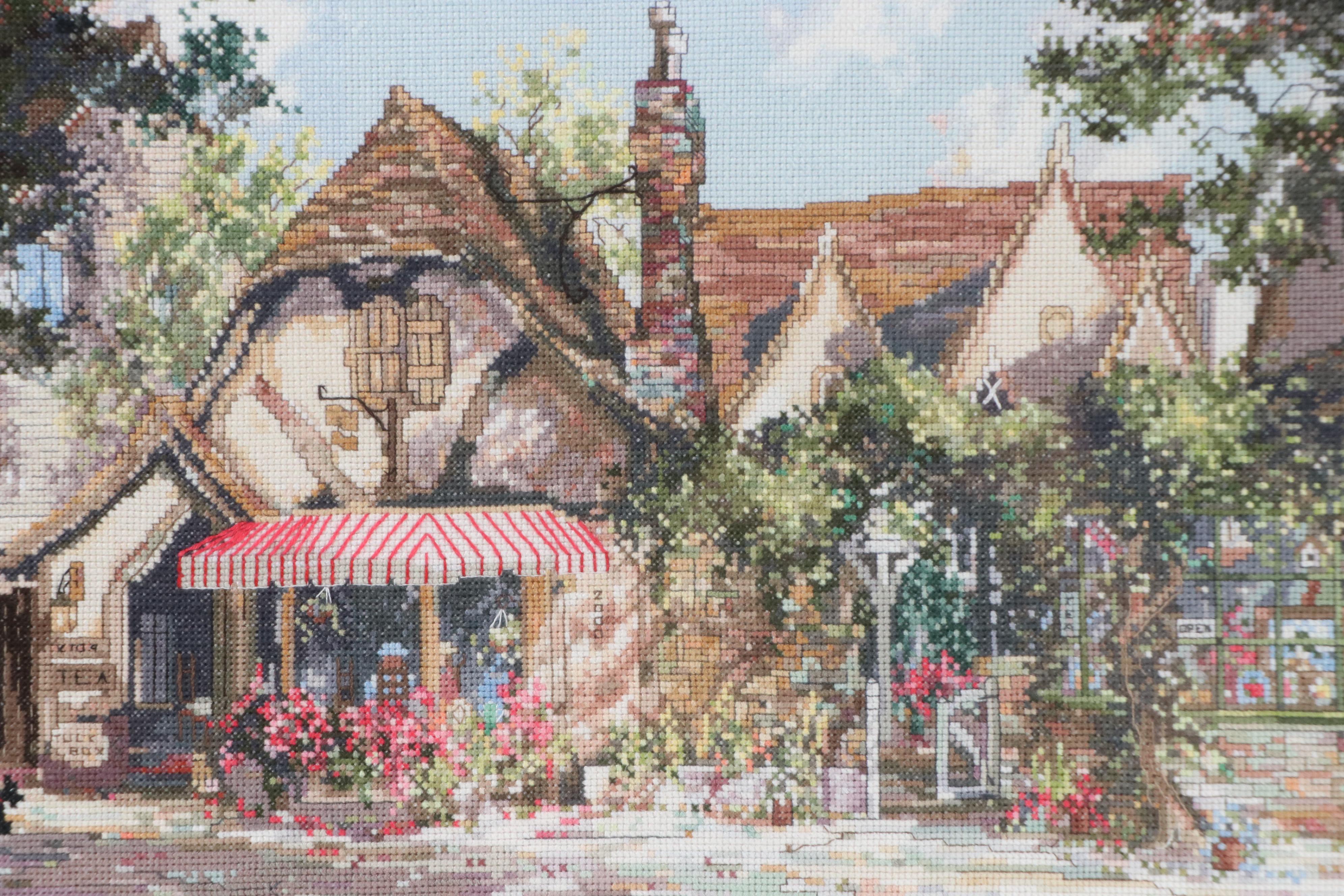 Bernice Giannetti Cross-Stitch Embroidery of Residential Landscape