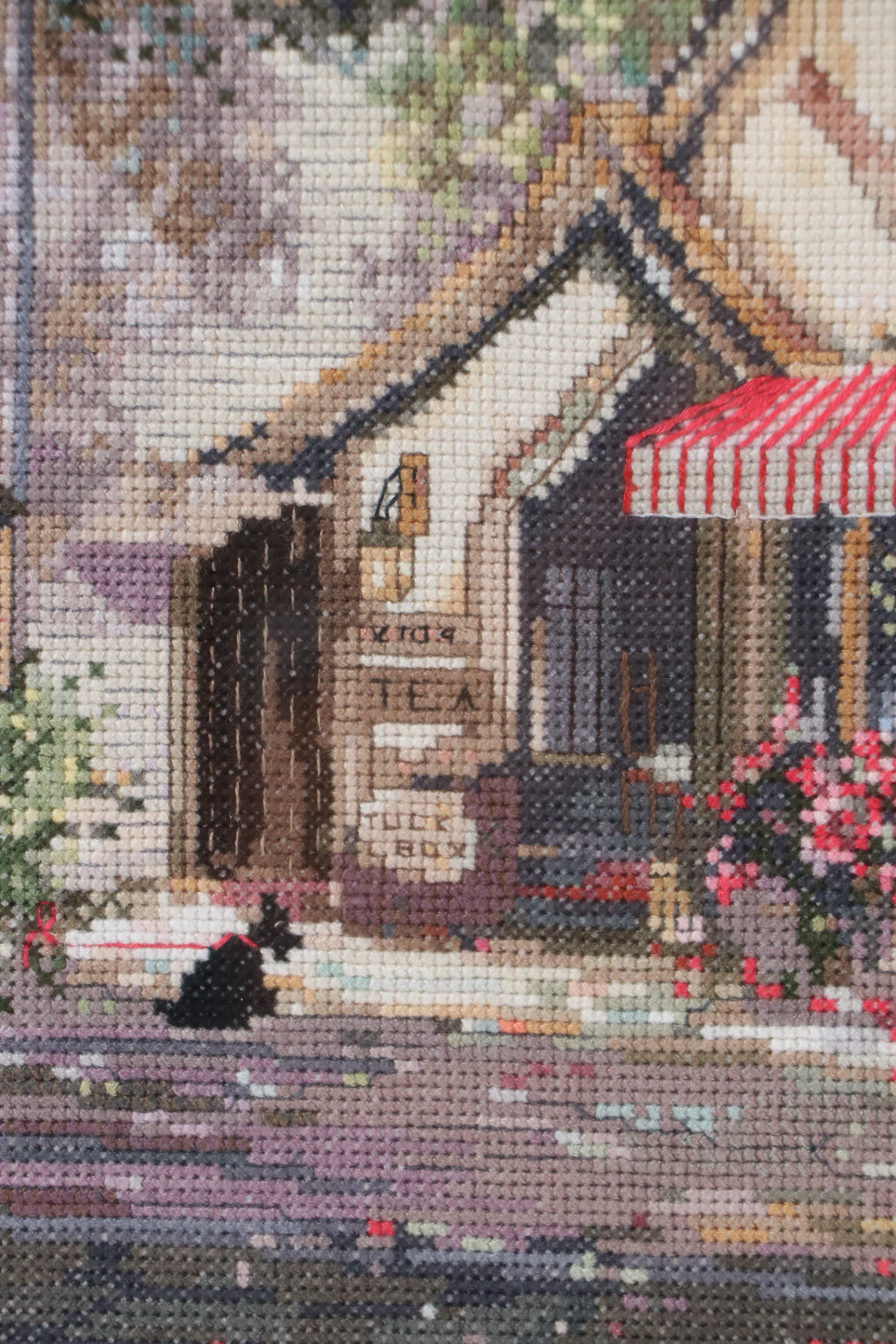 Bernice Giannetti Cross-Stitch Embroidery of Residential Landscape