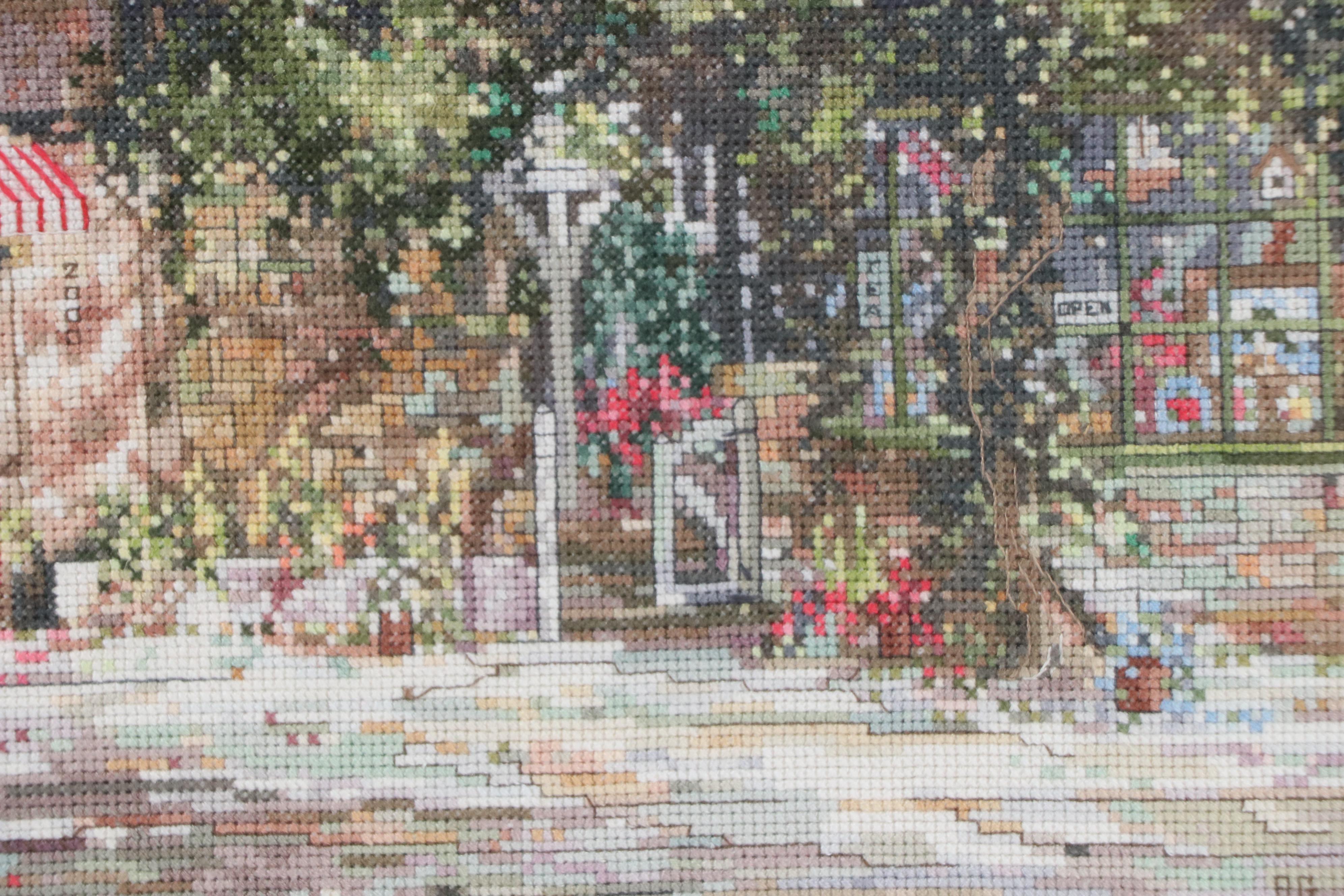 Bernice Giannetti Cross-Stitch Embroidery of Residential Landscape