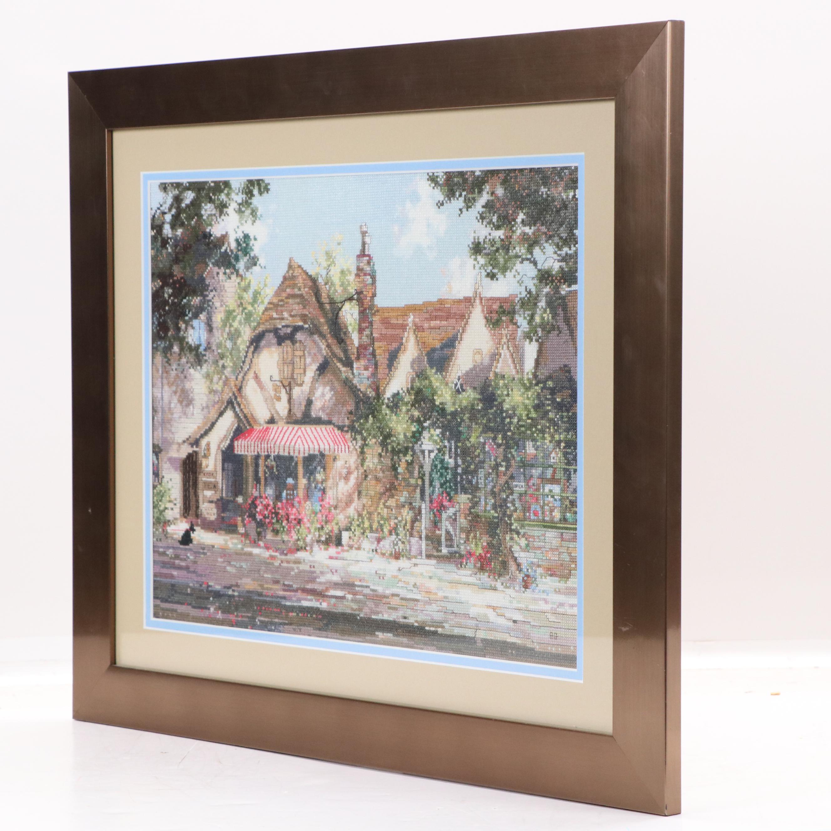 Bernice Giannetti Cross-Stitch Embroidery of Residential Landscape