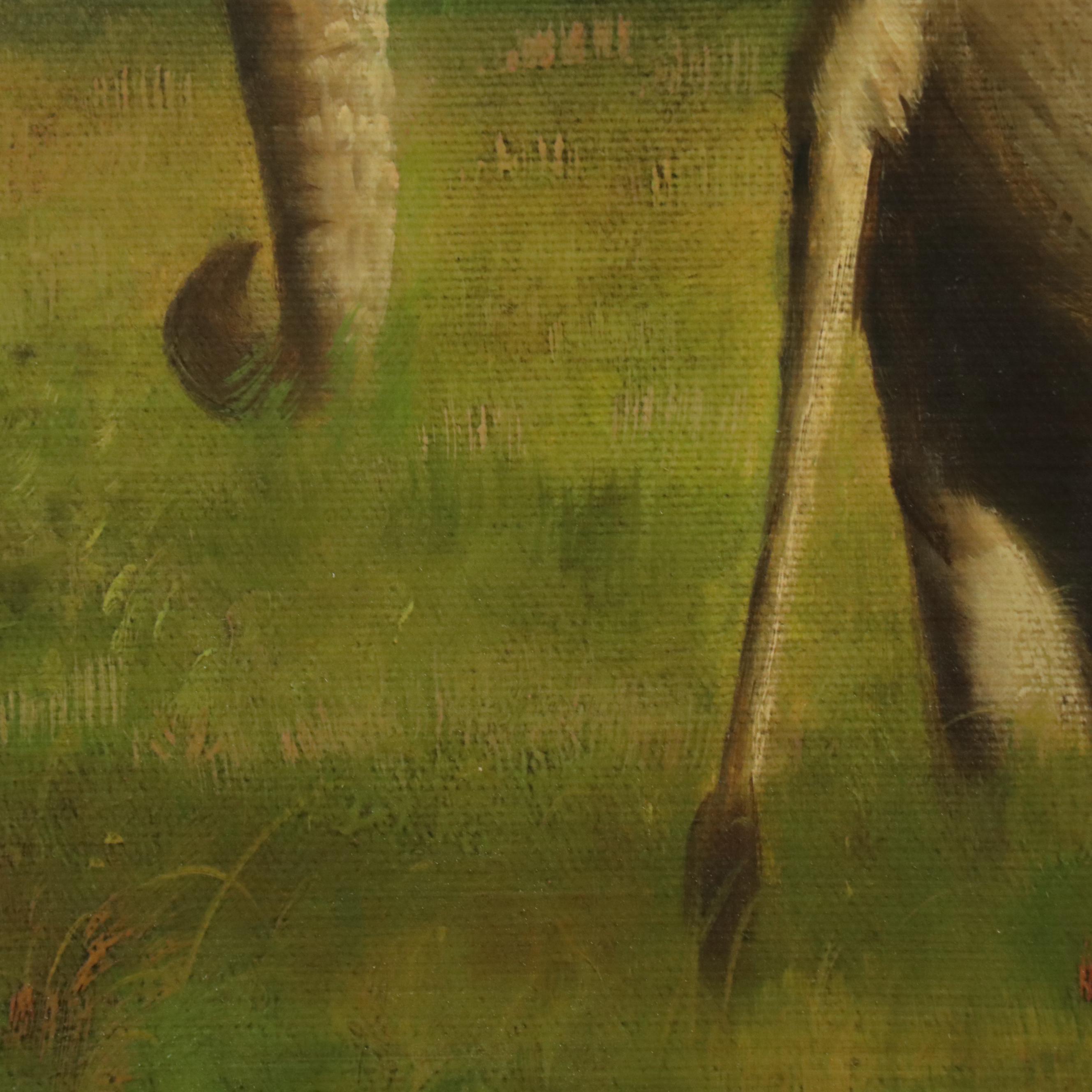 G. Hansh Wildlife Acrylic Painting of Elephants in Landscape, 21st Century