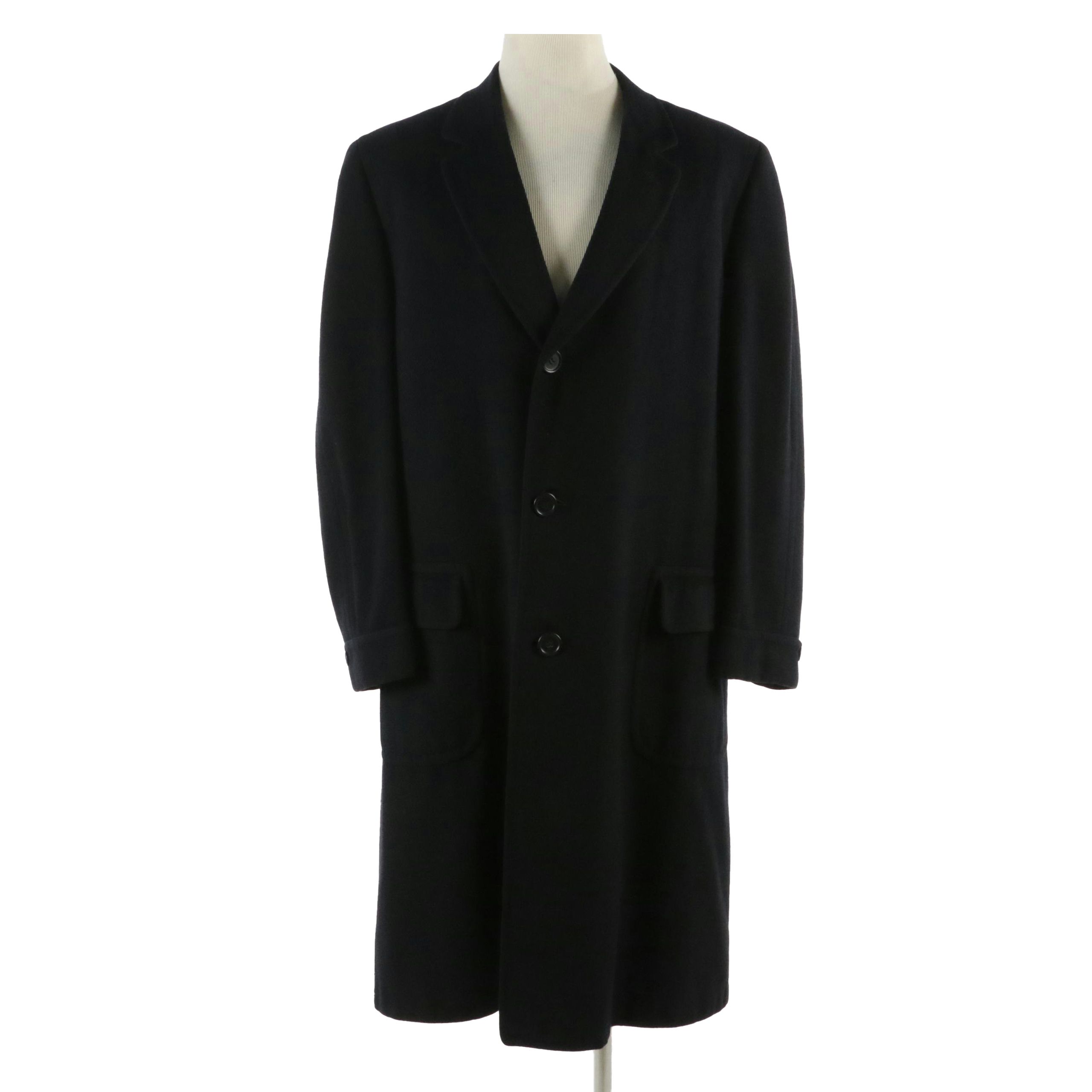 Men's Hughes & Hatcher Vintage Navy Blue Cashmere Long Coat