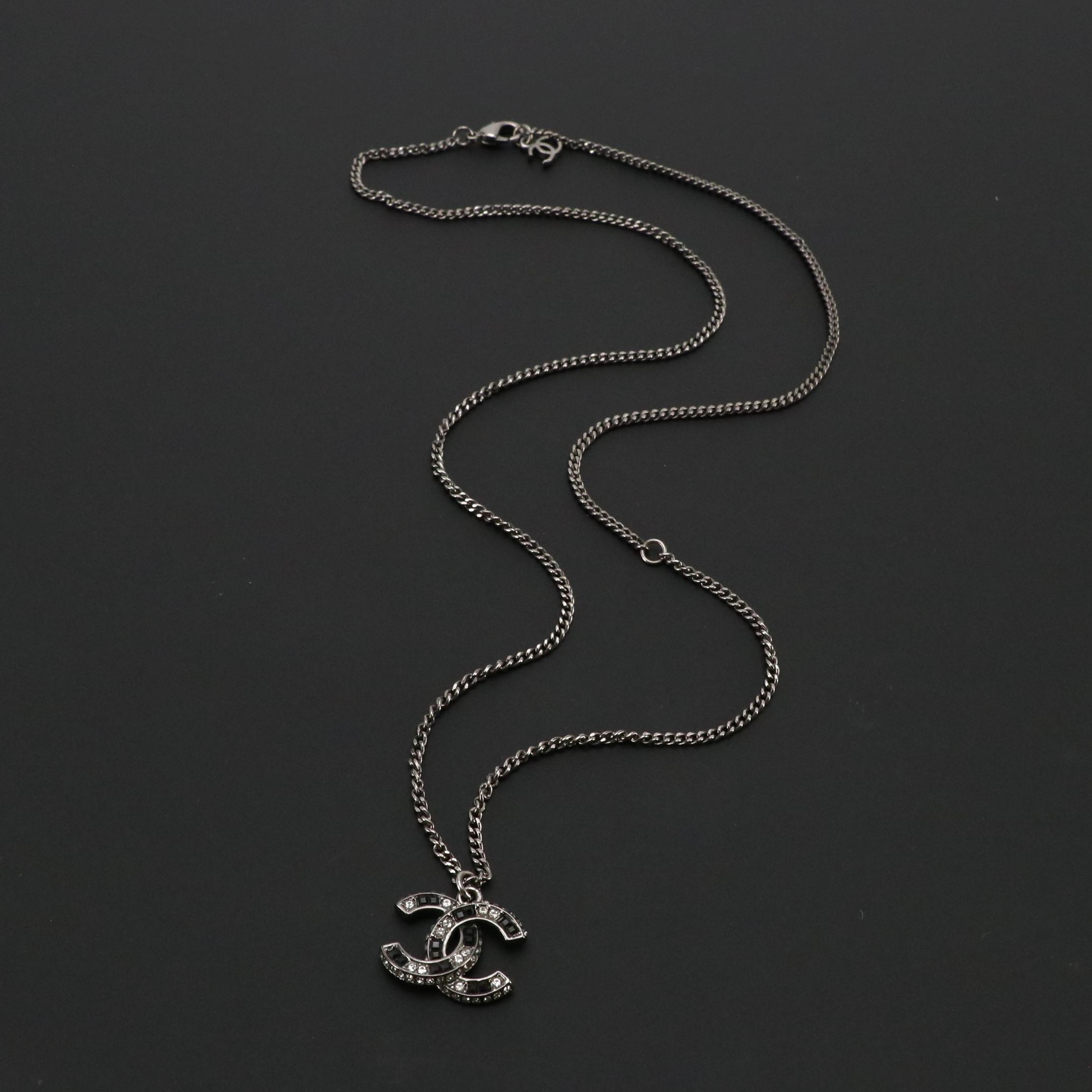 Chanel CC Crystal Resin Pendant Necklace