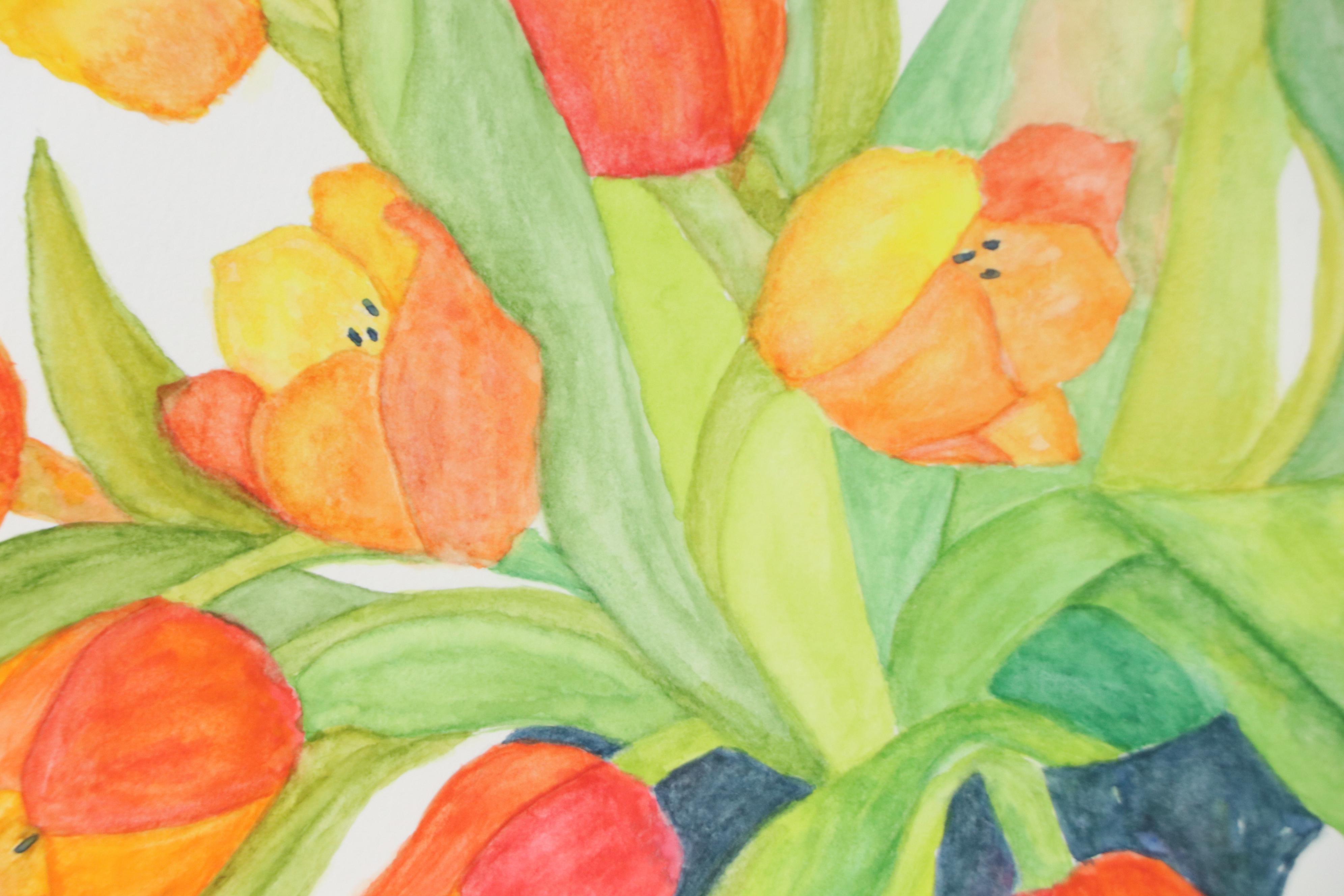 Bernice Giannetti Watercolor Painting of Tulip Bouquet