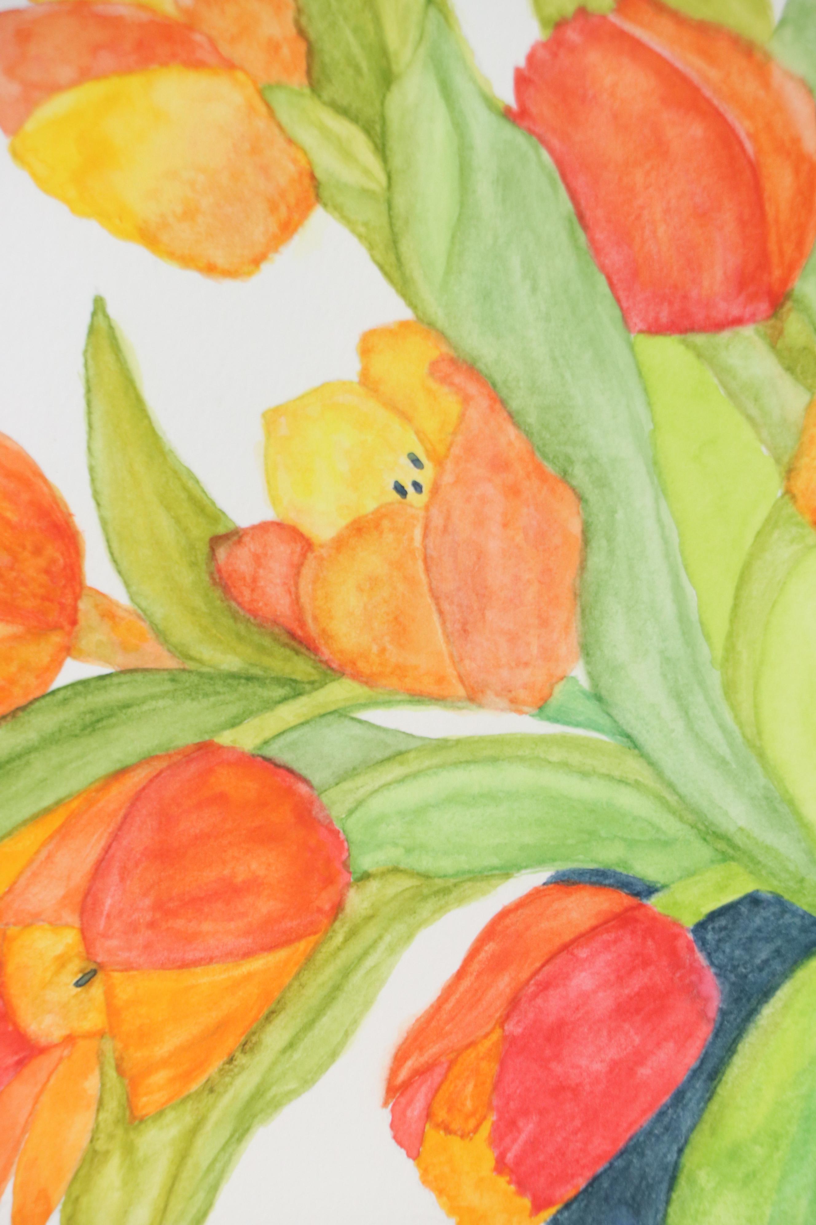 Bernice Giannetti Watercolor Painting of Tulip Bouquet