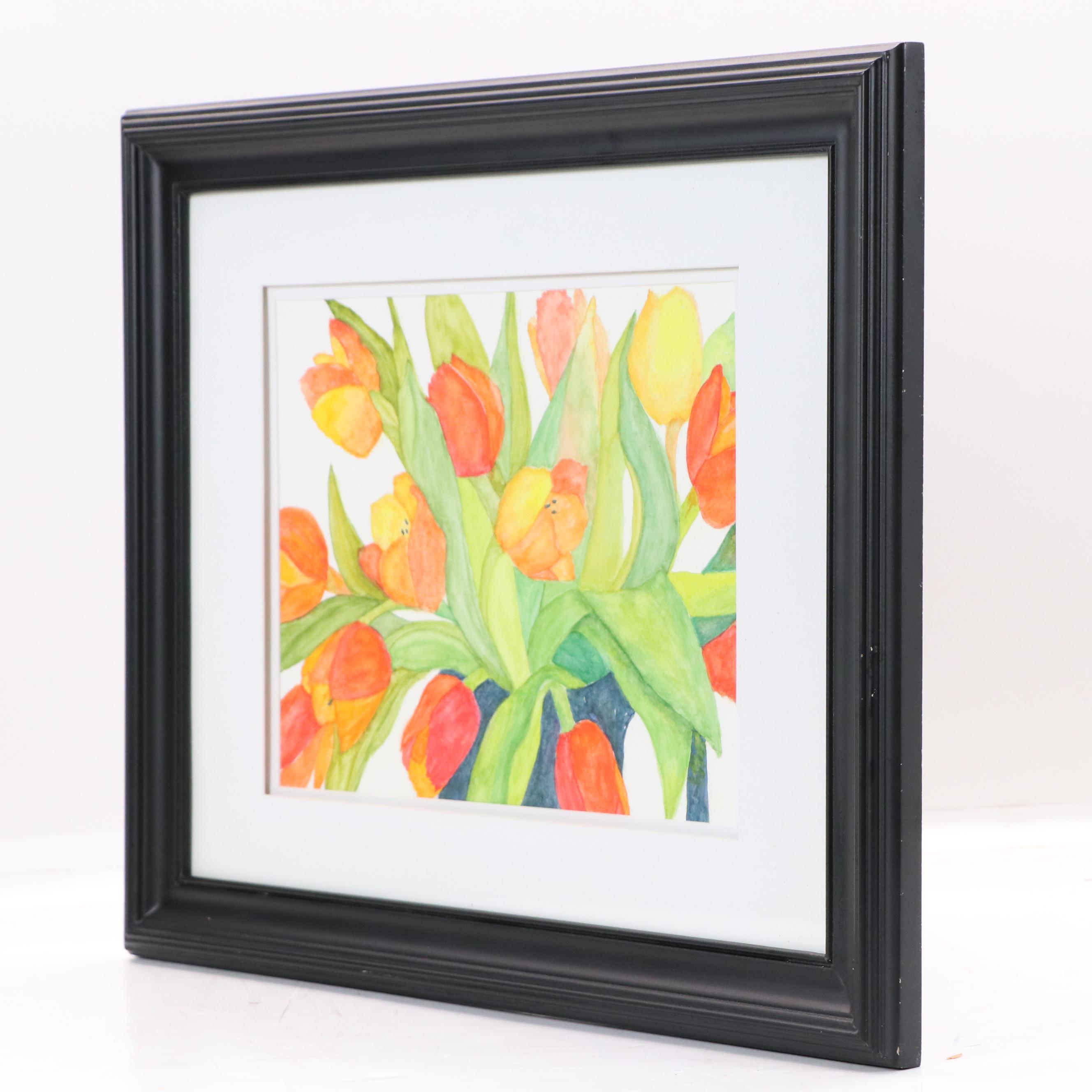 Bernice Giannetti Watercolor Painting of Tulip Bouquet