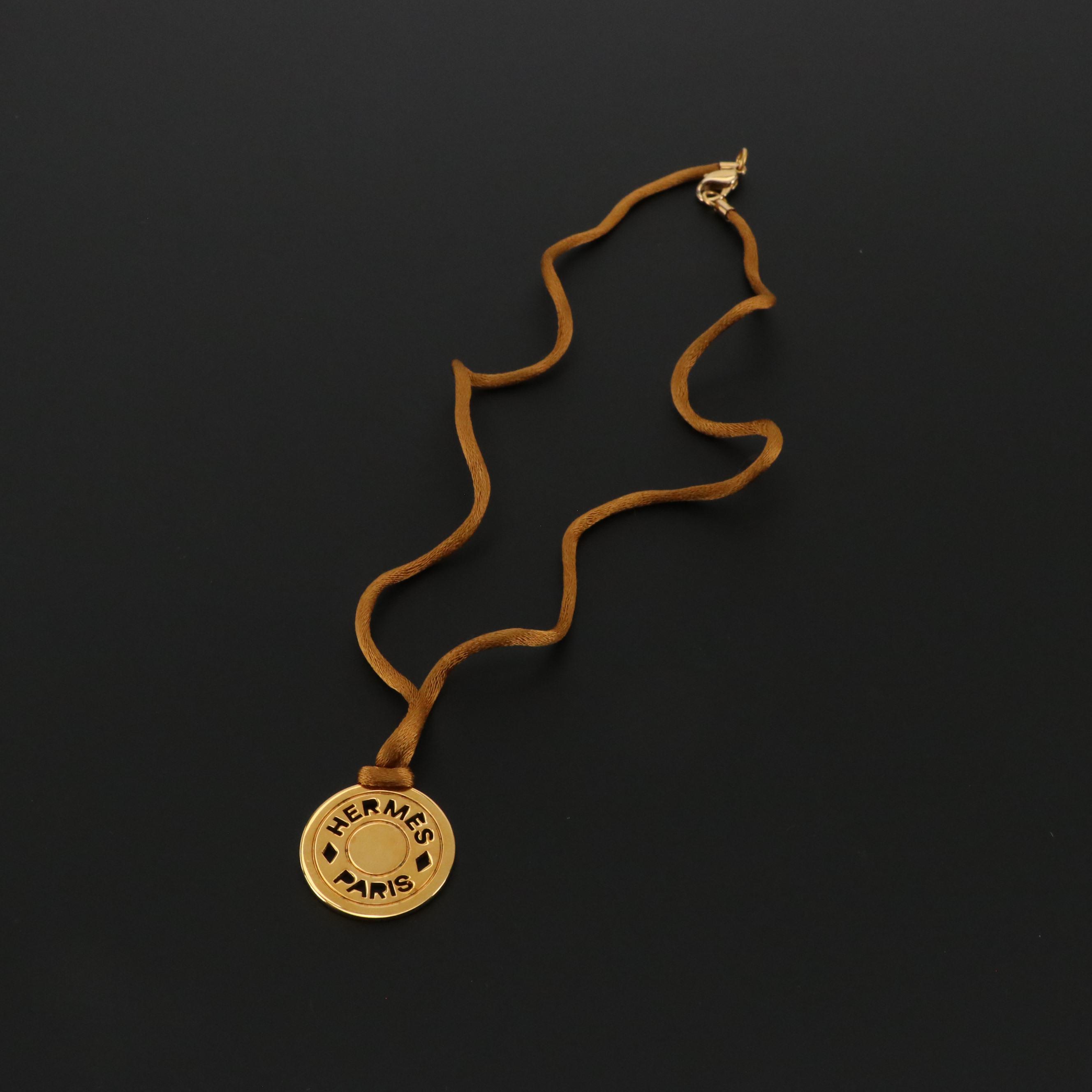 Hermès Bijouterie Fantaisie Pendant on Silk Cord Necklace