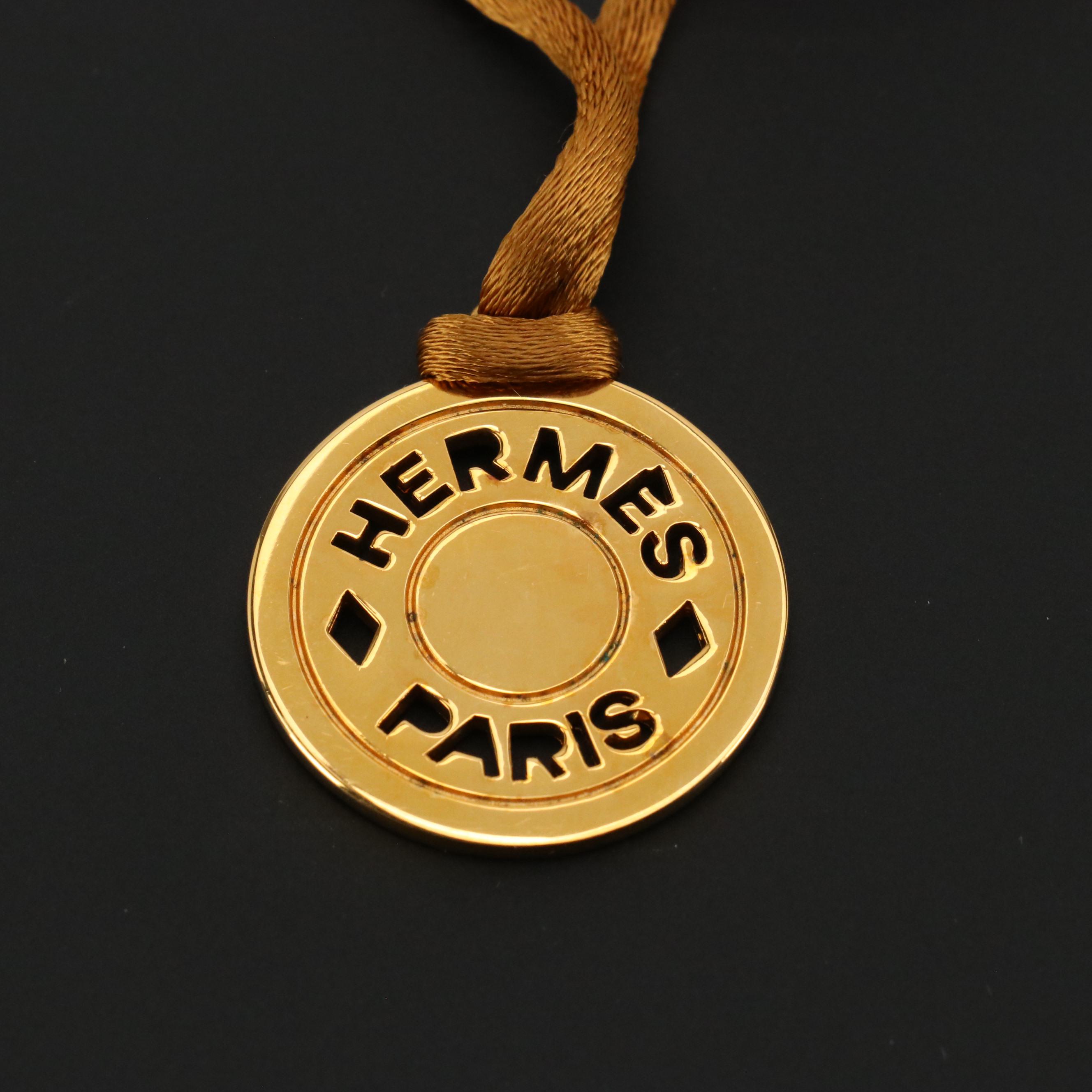 Hermès Bijouterie Fantaisie Pendant on Silk Cord Necklace