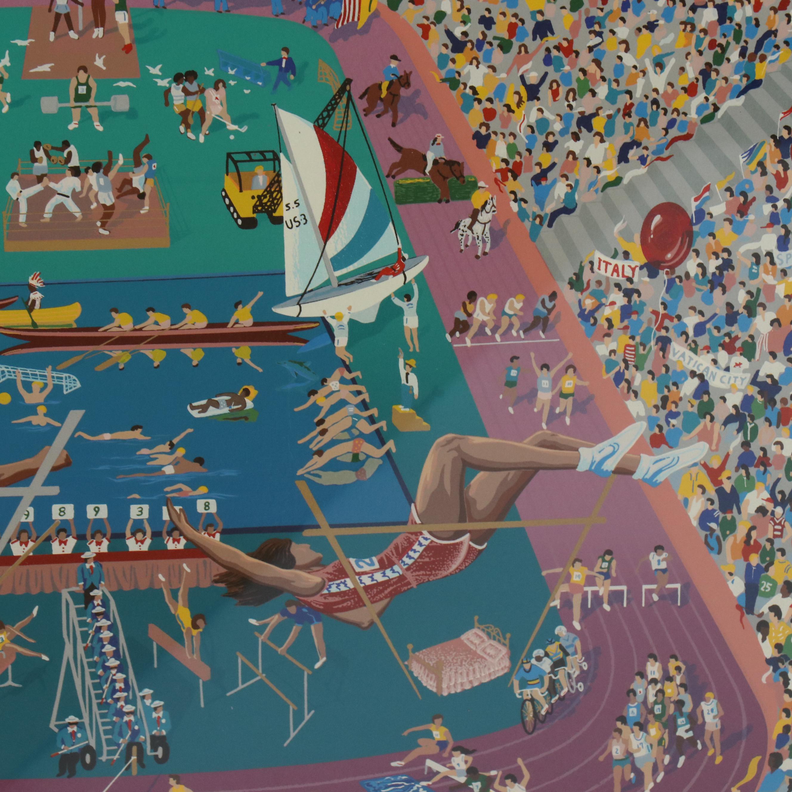 Melanie Taylor Kent Serigraph "Let the Games Begin," 1984