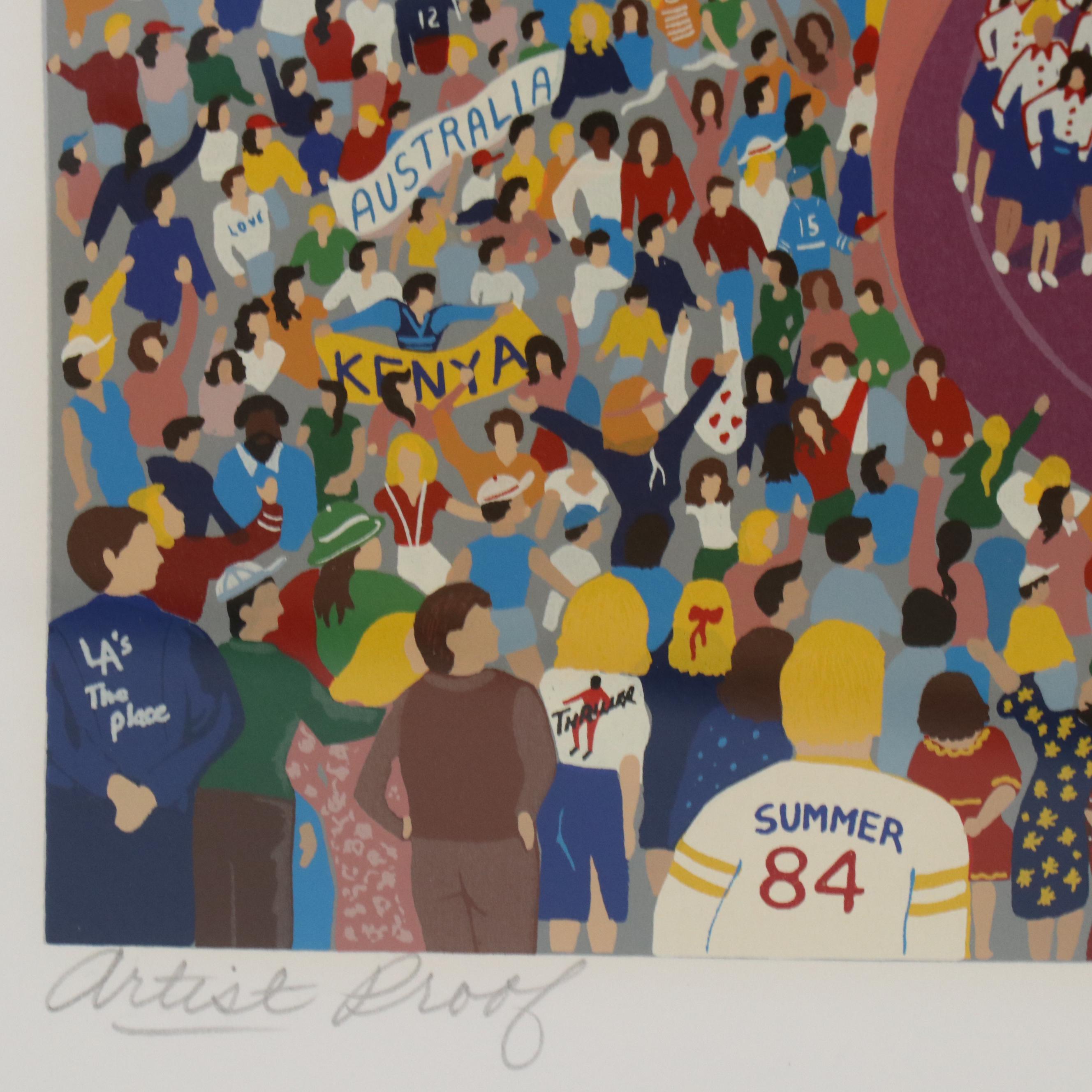 Melanie Taylor Kent Serigraph "Let the Games Begin," 1984