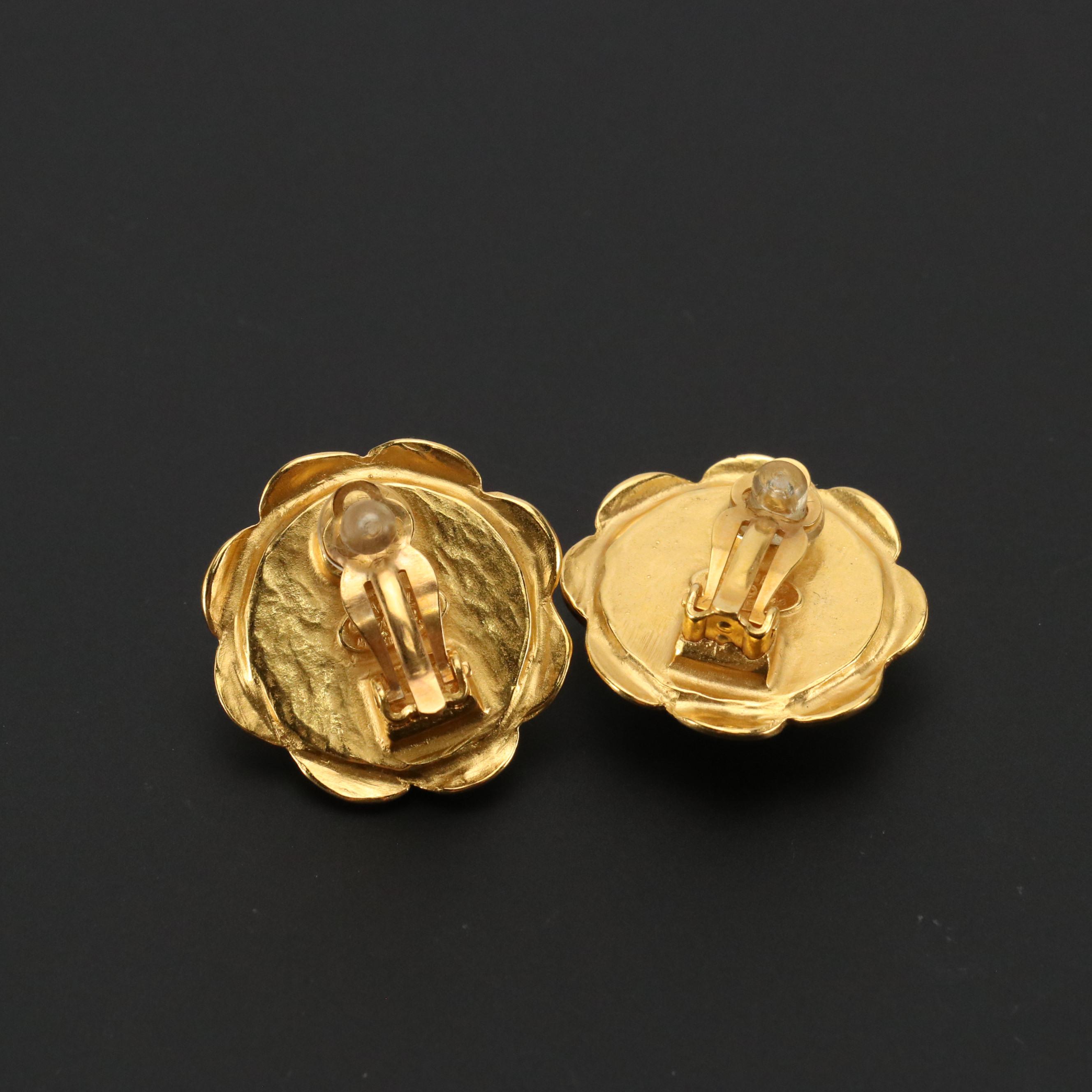 Chanel CC Imitation Pearl Clip Earrings