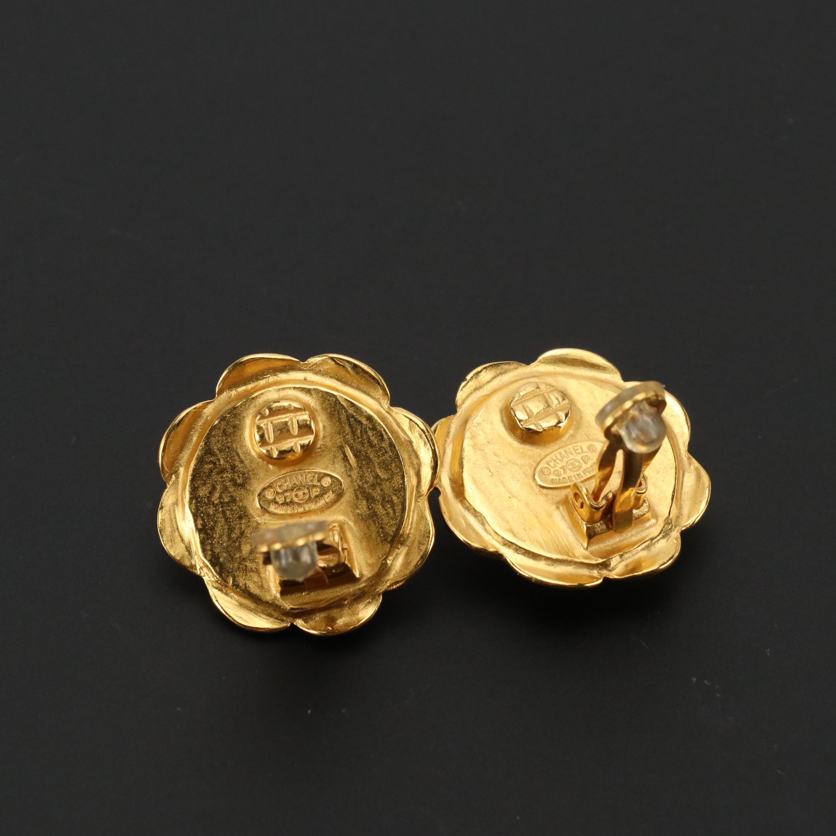 Chanel CC Imitation Pearl Clip Earrings