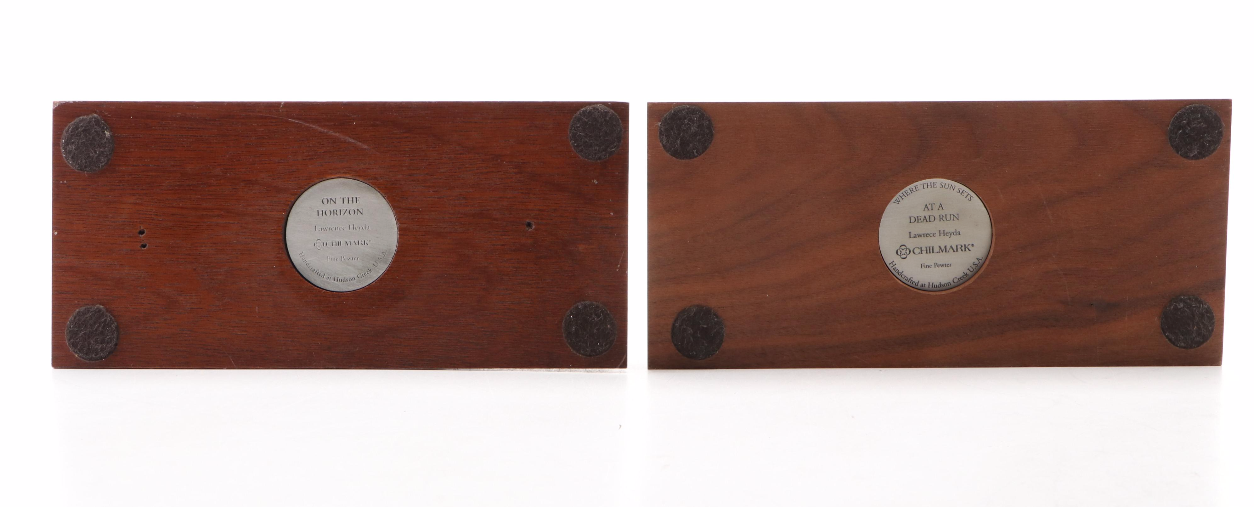 Chilmark Pewter Lawrence Heyda Native American Figurines Mounted on Wooden Bases