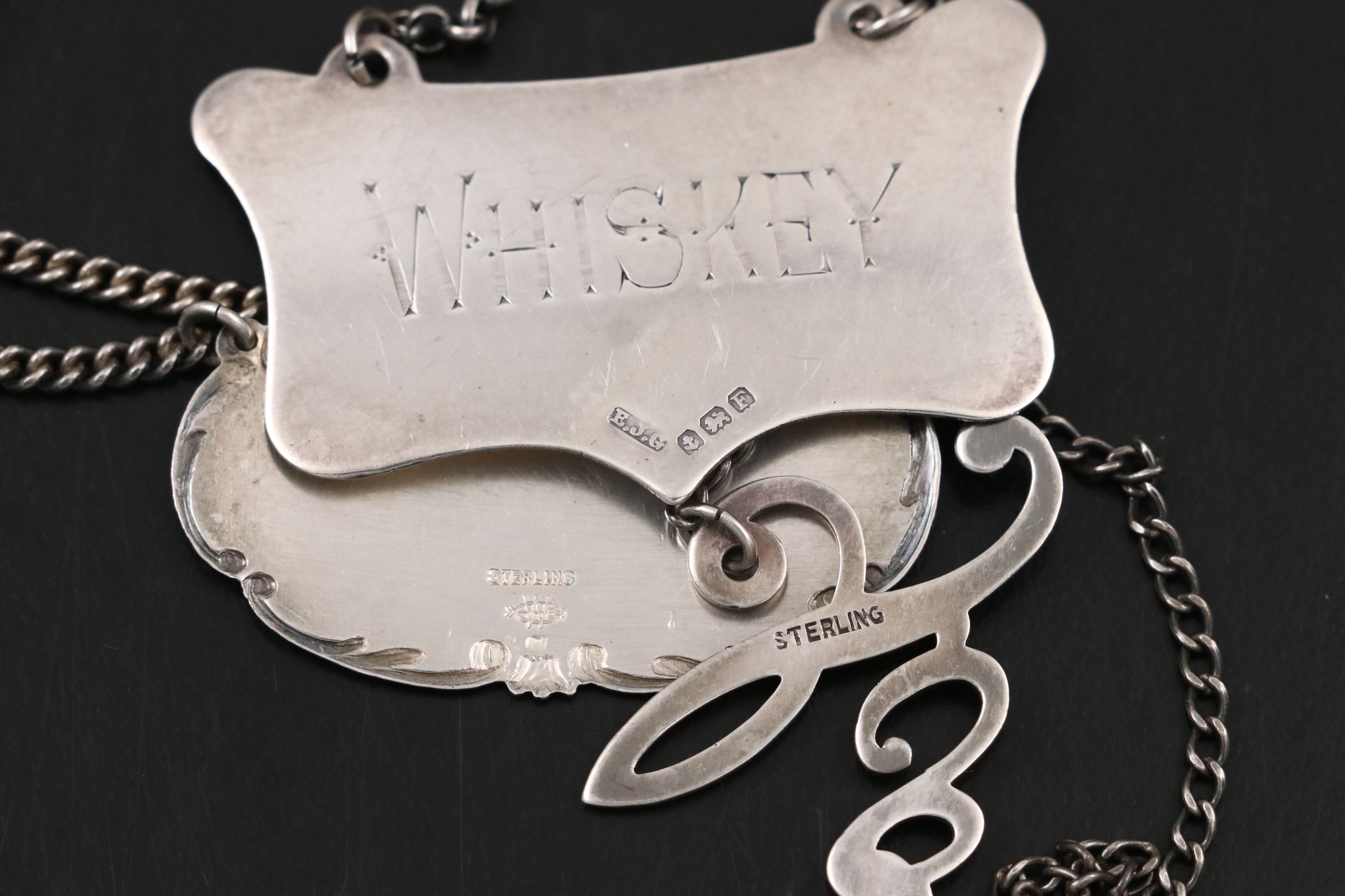 Antique and Vintage Sterling Silver Bottle and Decanter Tags