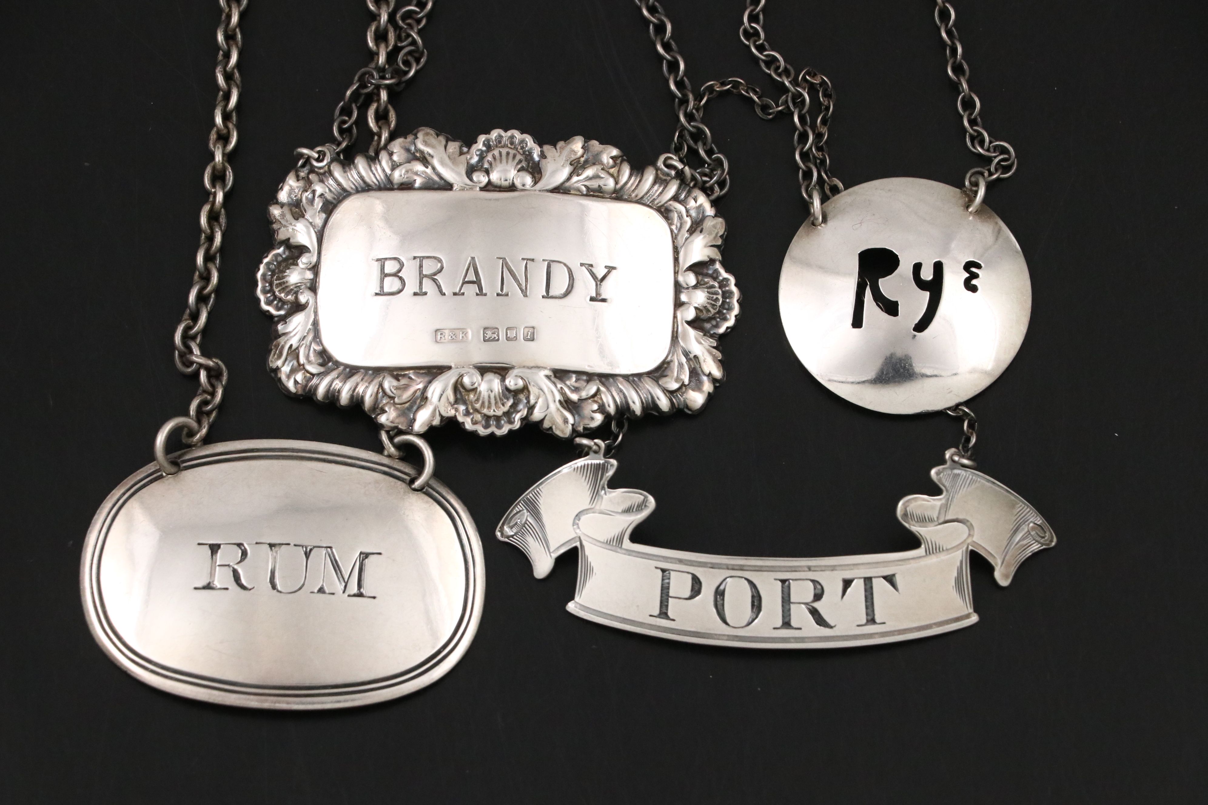 Antique and Vintage Sterling Silver Bottle and Decanter Tags