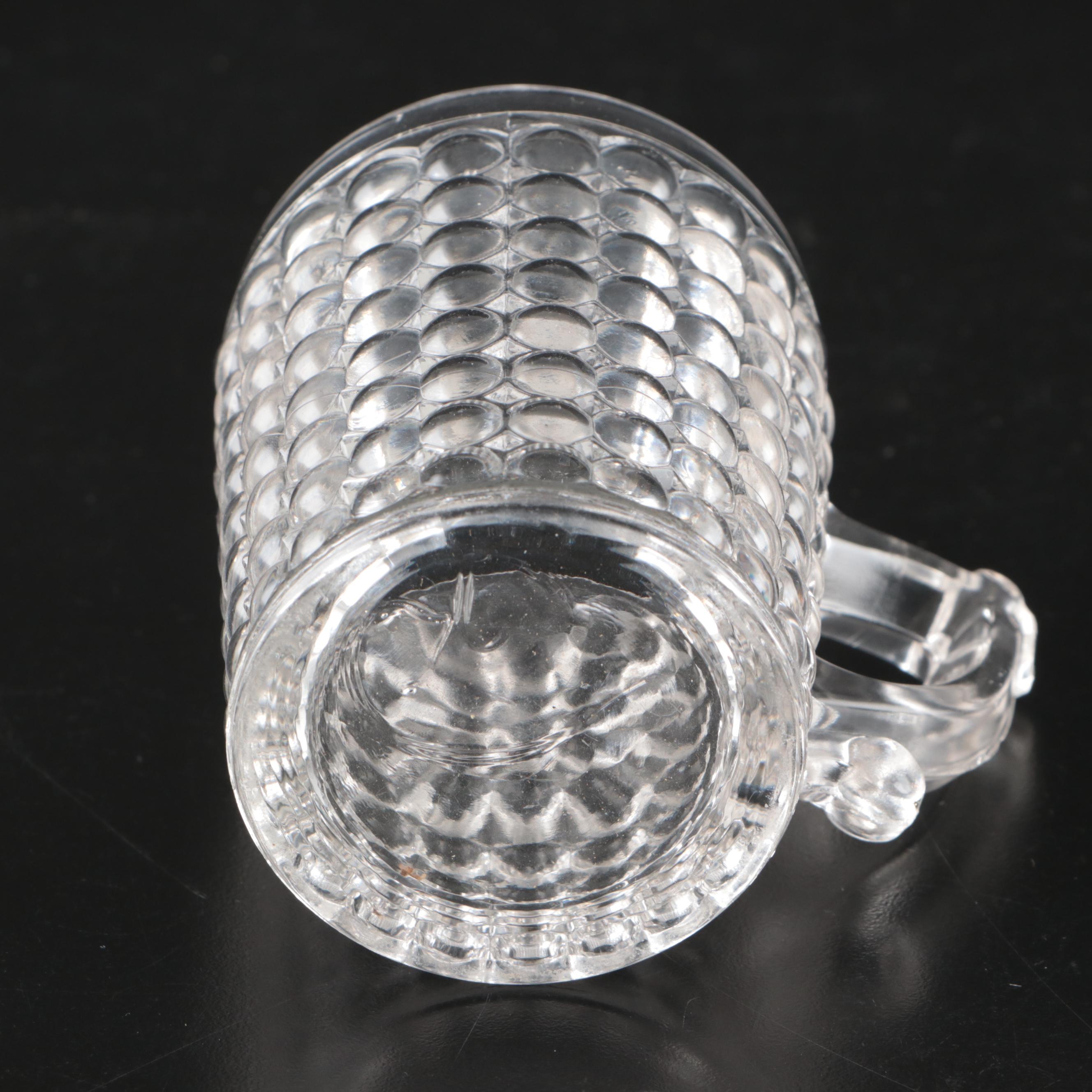 Hobnail Clear Glass Footed Pitcher, Cups and Tumblers