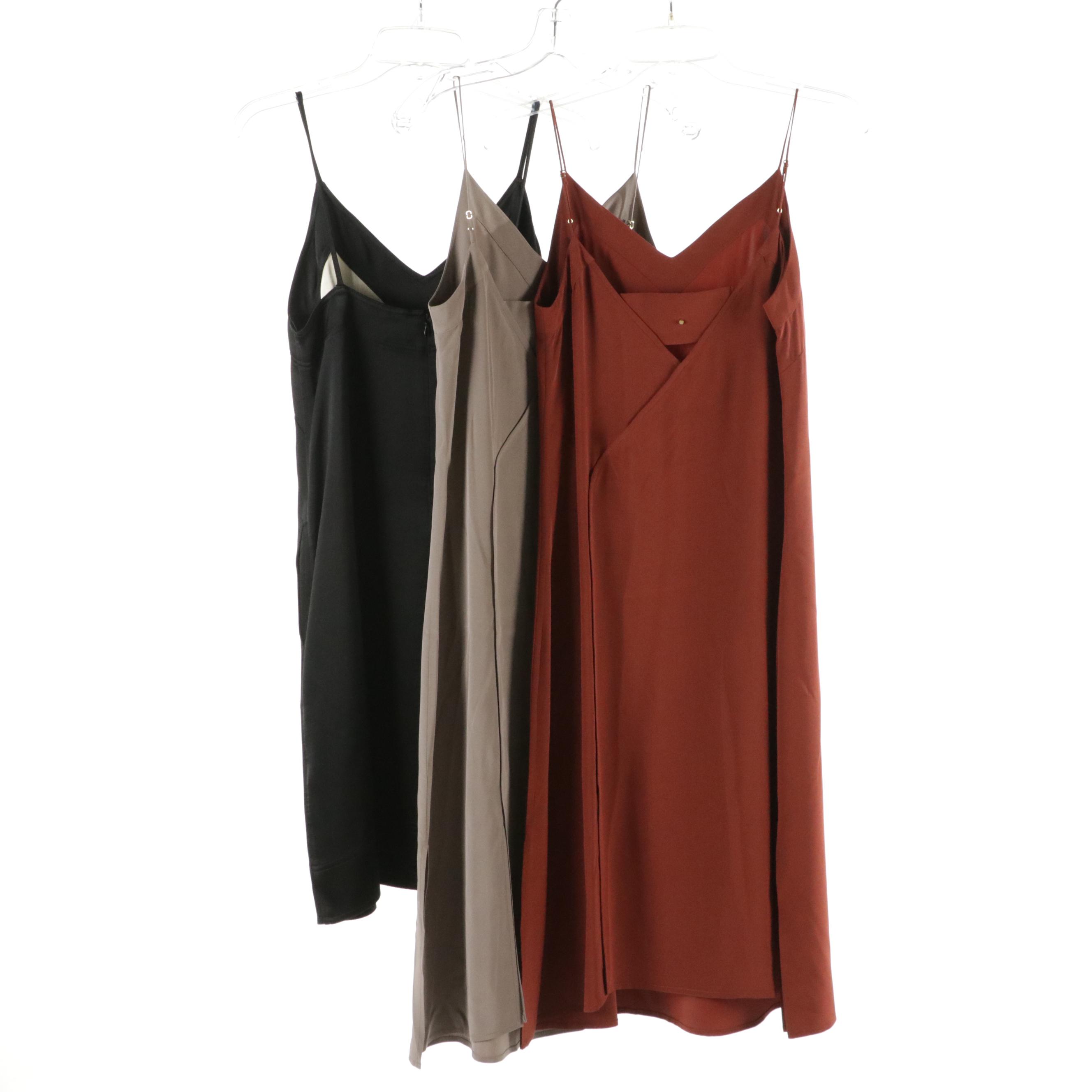 Cuyana Silk Side Slit Midi and Toteme Contrast Satin Cami Sleeveless Dresses
