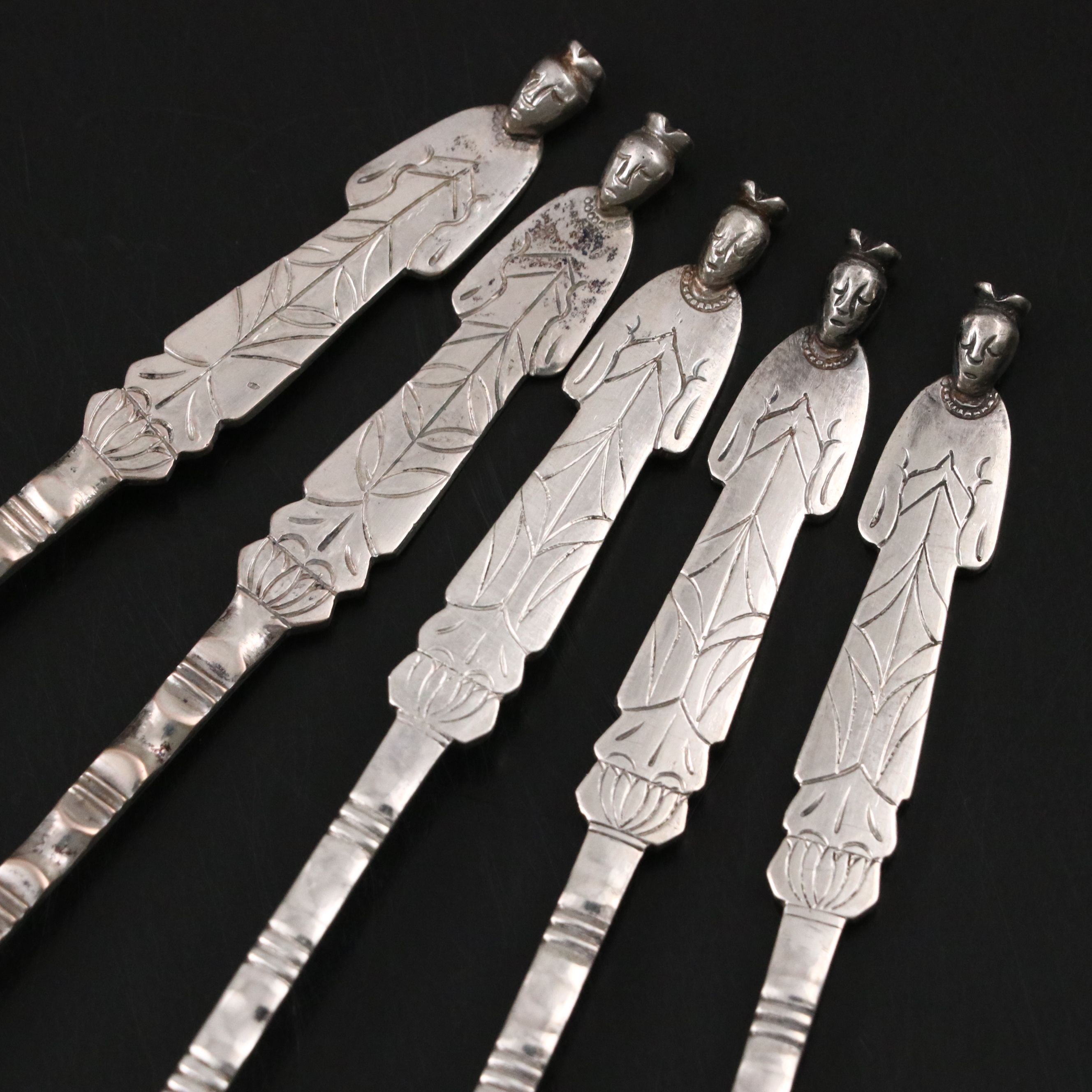 Vintage Chinese Sterling Silver Figural Spoons
