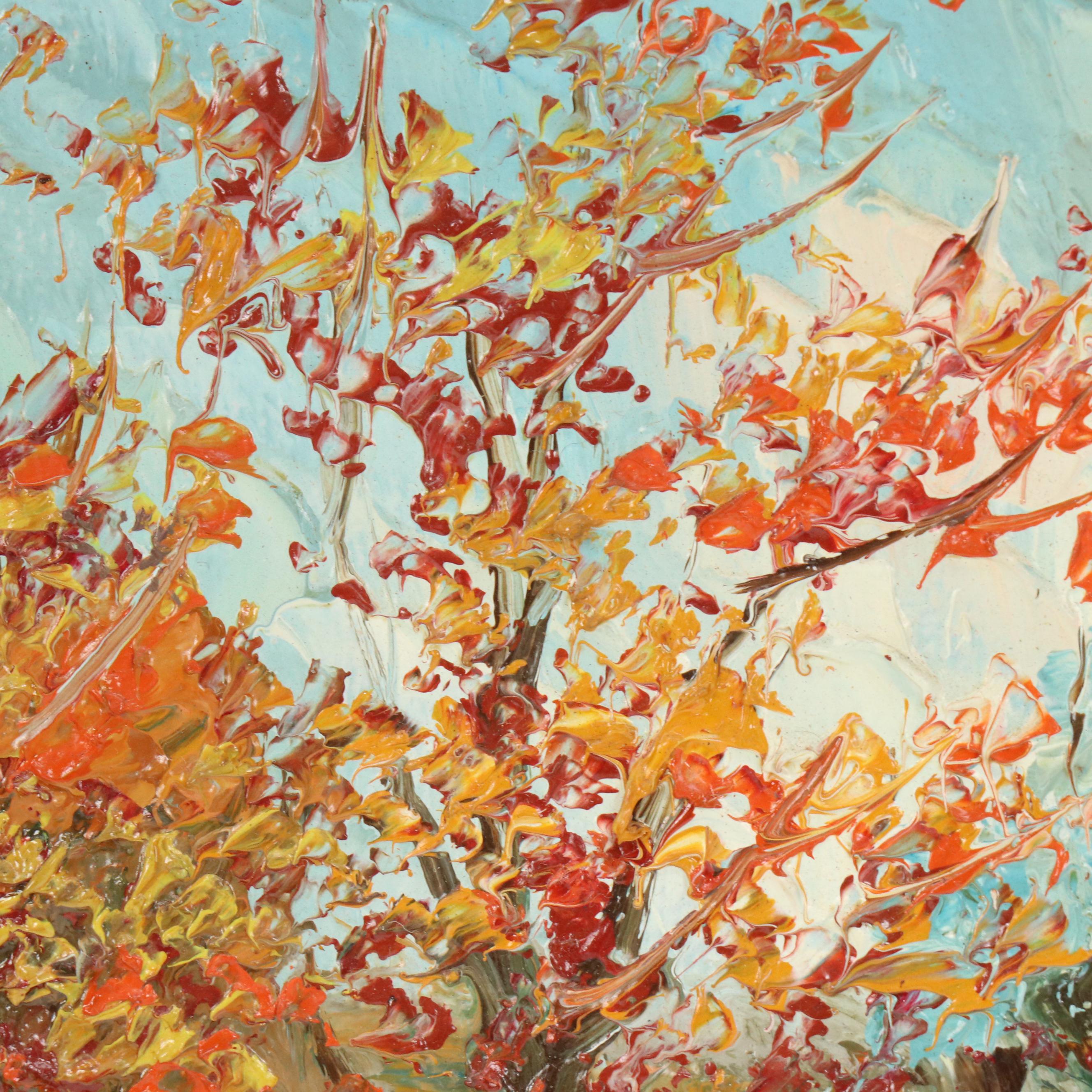 M. Davids Impressionist Style Impasto Oil Painting of European Street Scene