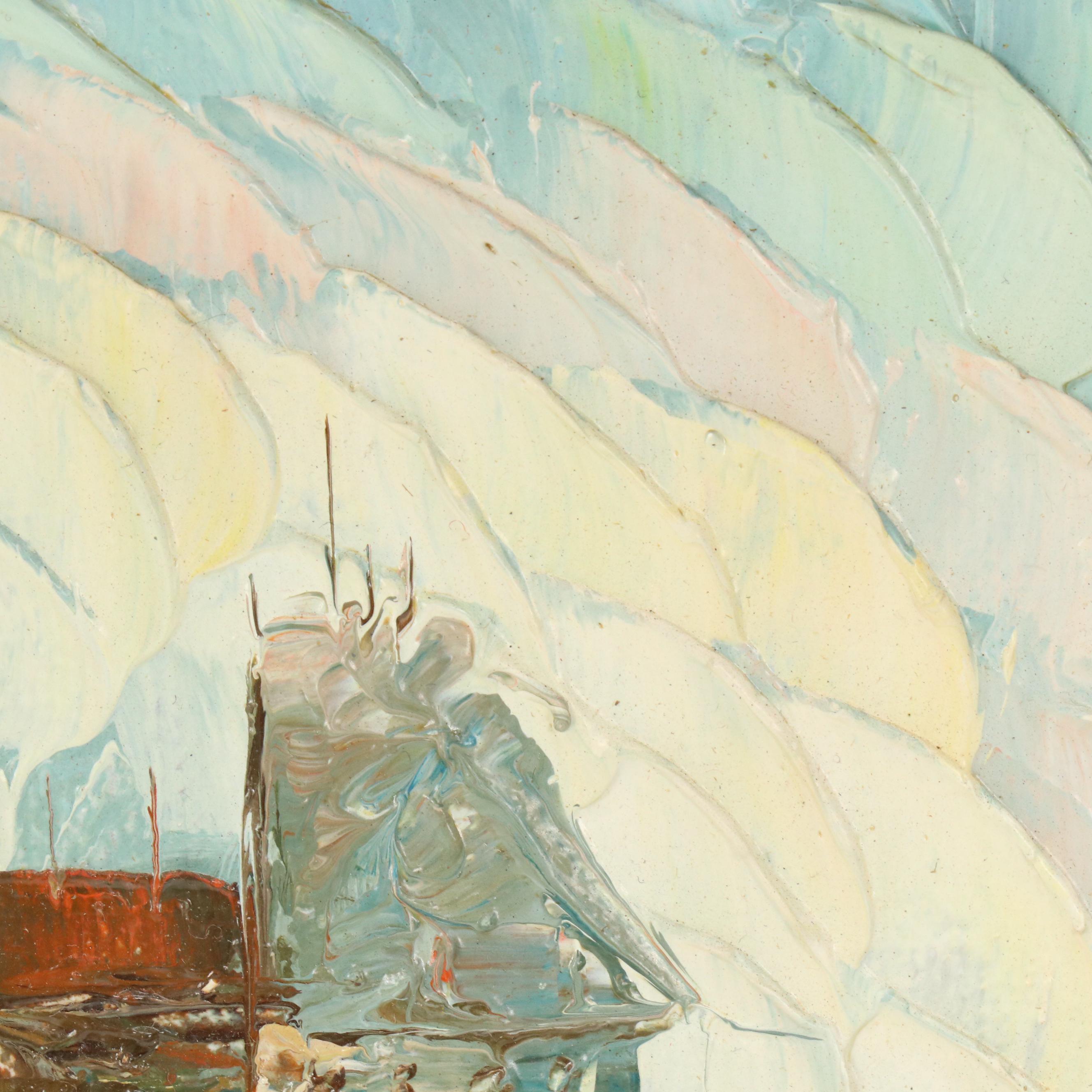 M. Davids Impressionist Style Impasto Oil Painting of European Street Scene