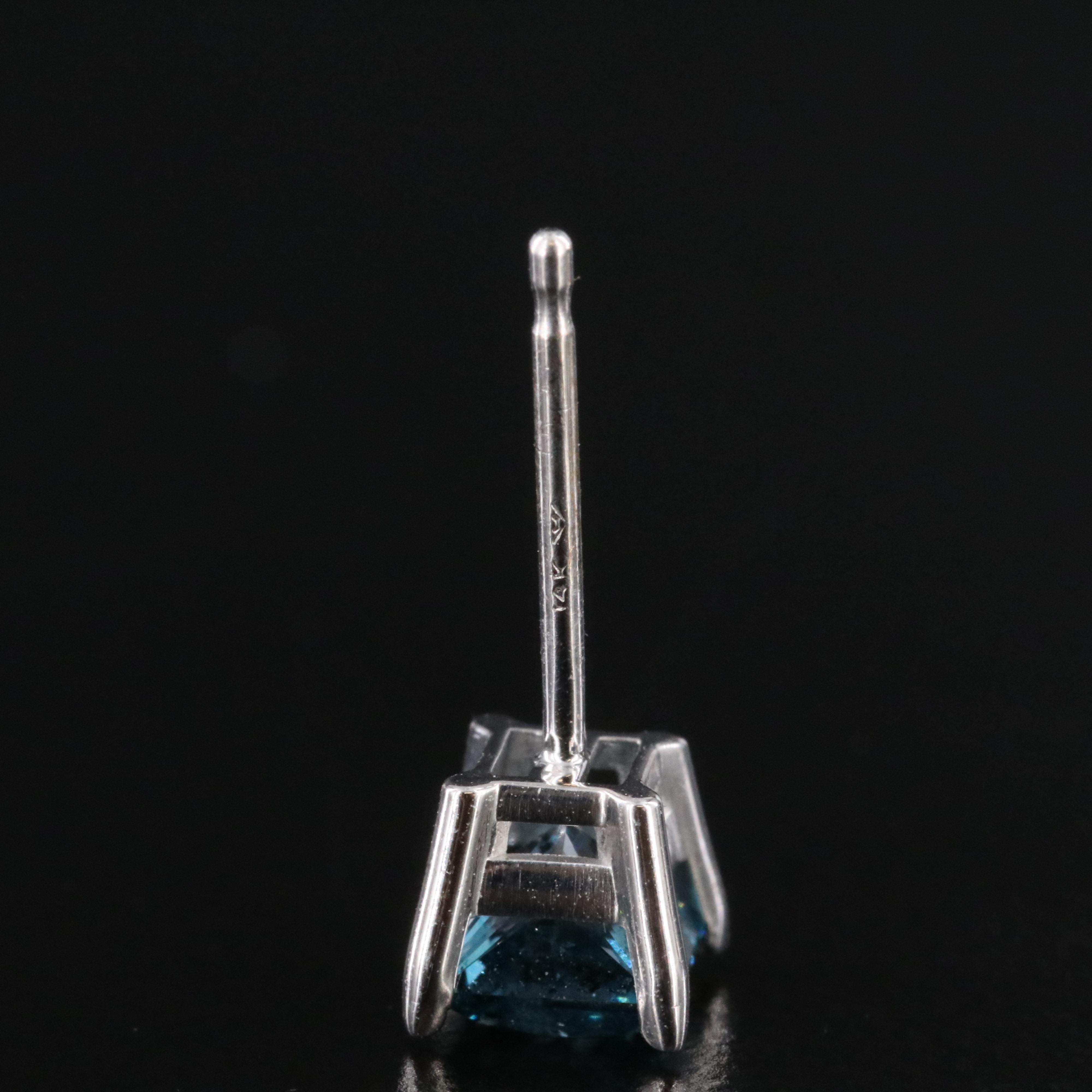 14K 0.74 Lab Grown Fancy Blue Diamond Solitaire Earrings