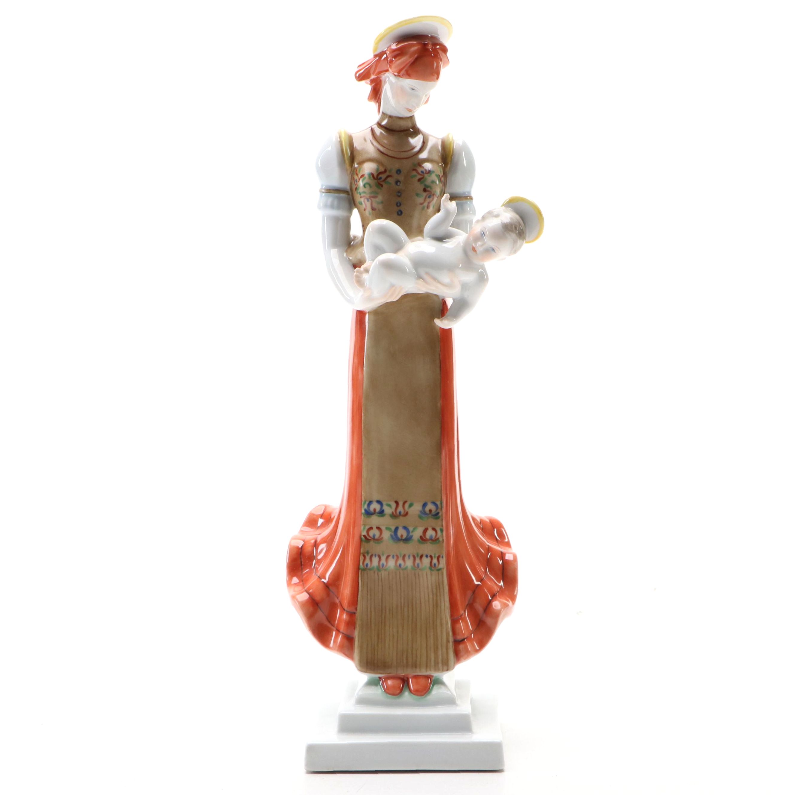 Lászlóné Wéninger for Herend "Madonna and Child" Porcelain Figurine, 1999