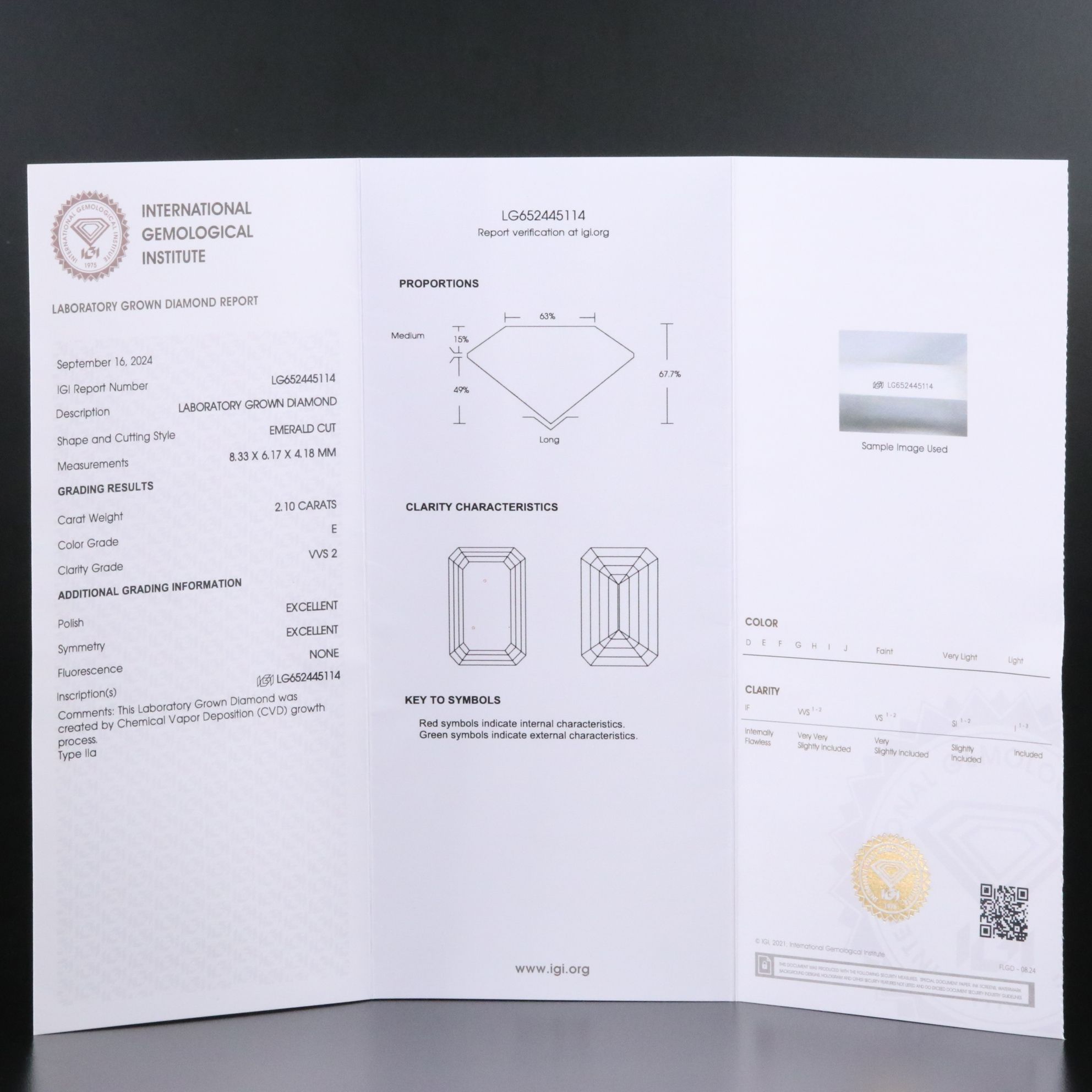 Loose 2.10 CT Lab Grown Diamond with IGI Report