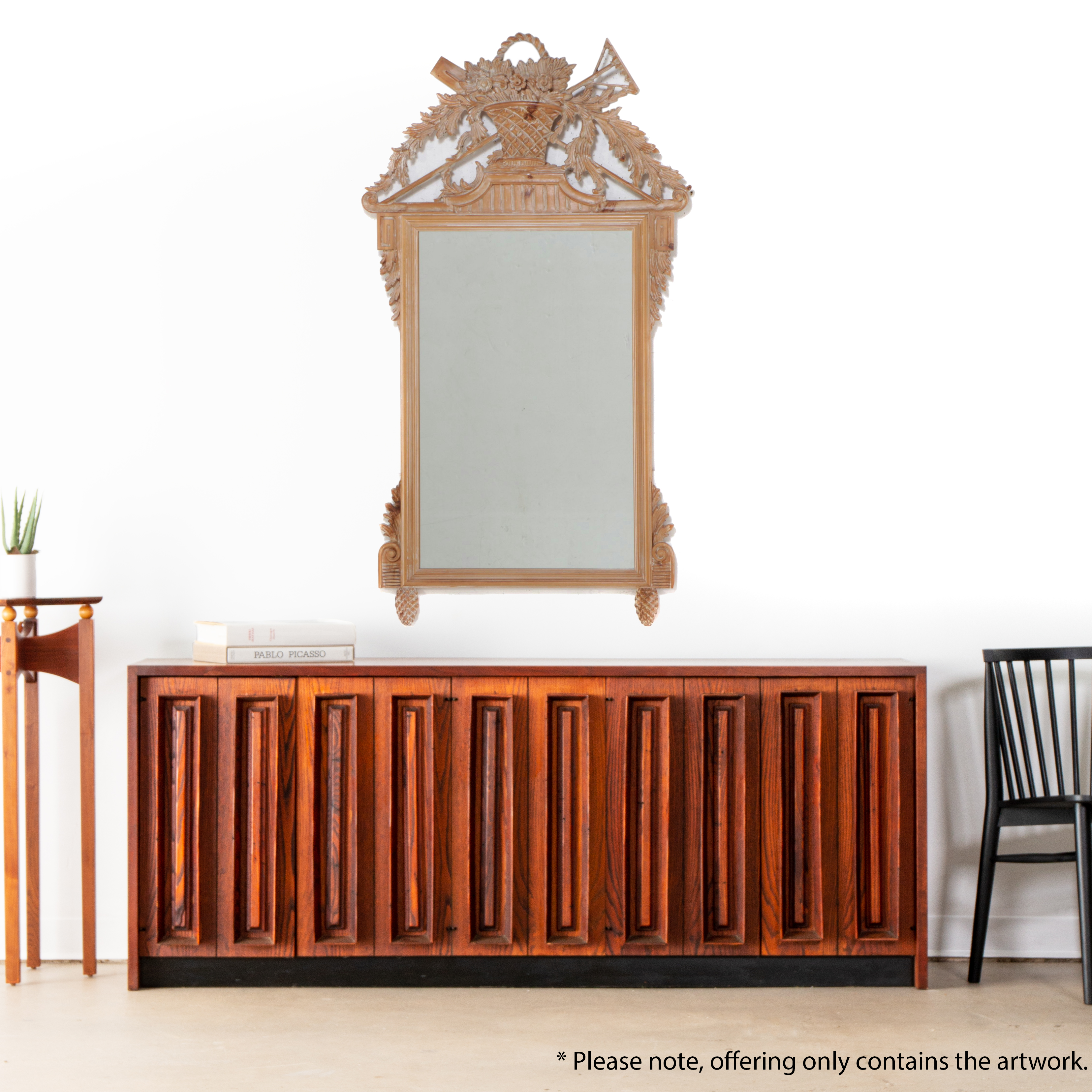 Italian Made Ethan Allen Louis XVI Carved Wood Wall Mirror, 21st Century