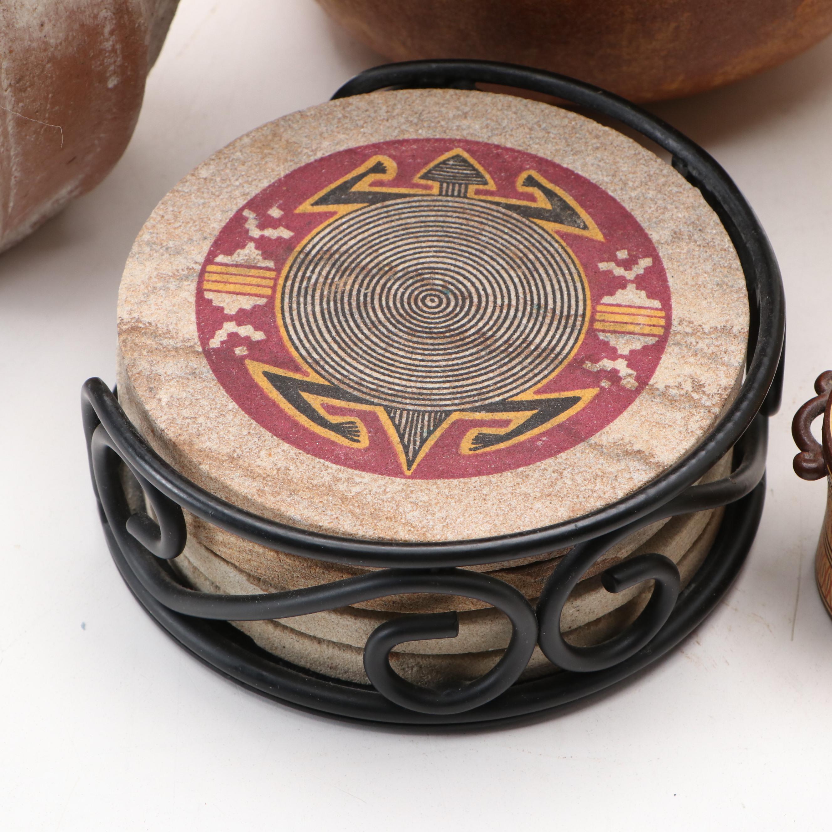 Southwestern Style Coasters with Handmade Ceramic Vessels