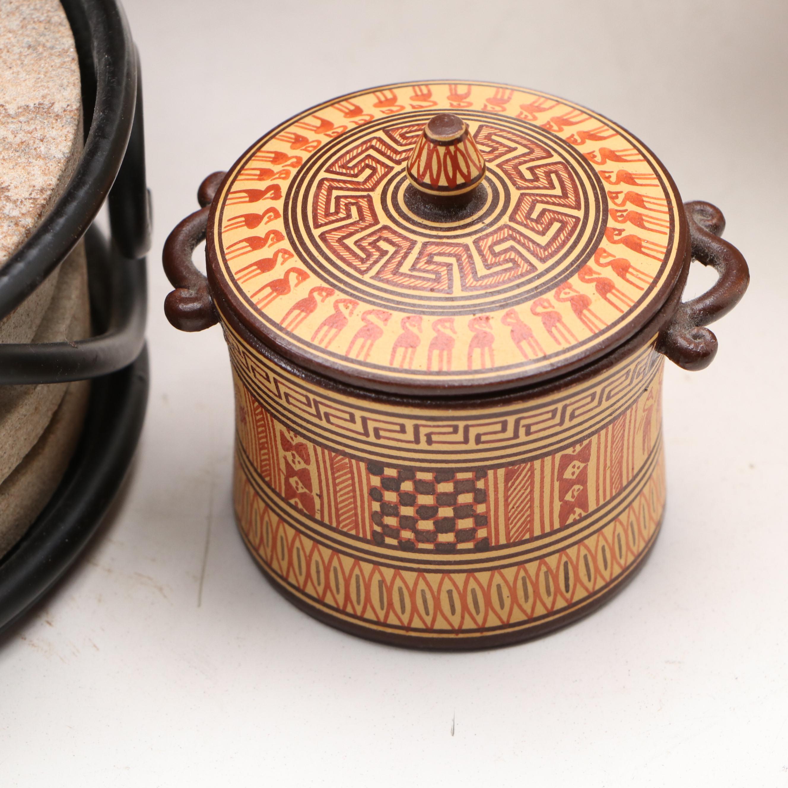 Southwestern Style Coasters with Handmade Ceramic Vessels