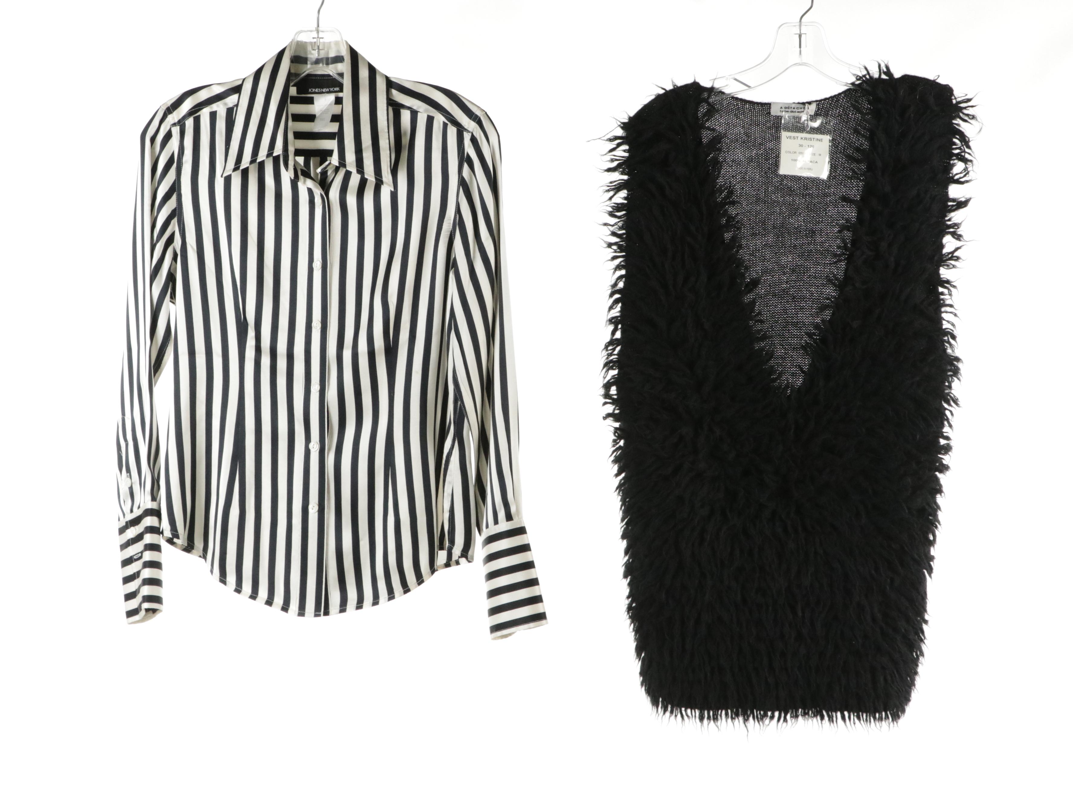 A Détacher Alpaca Fur V-Neck Sweater Vest, Jones New York Silk & Other Blouses