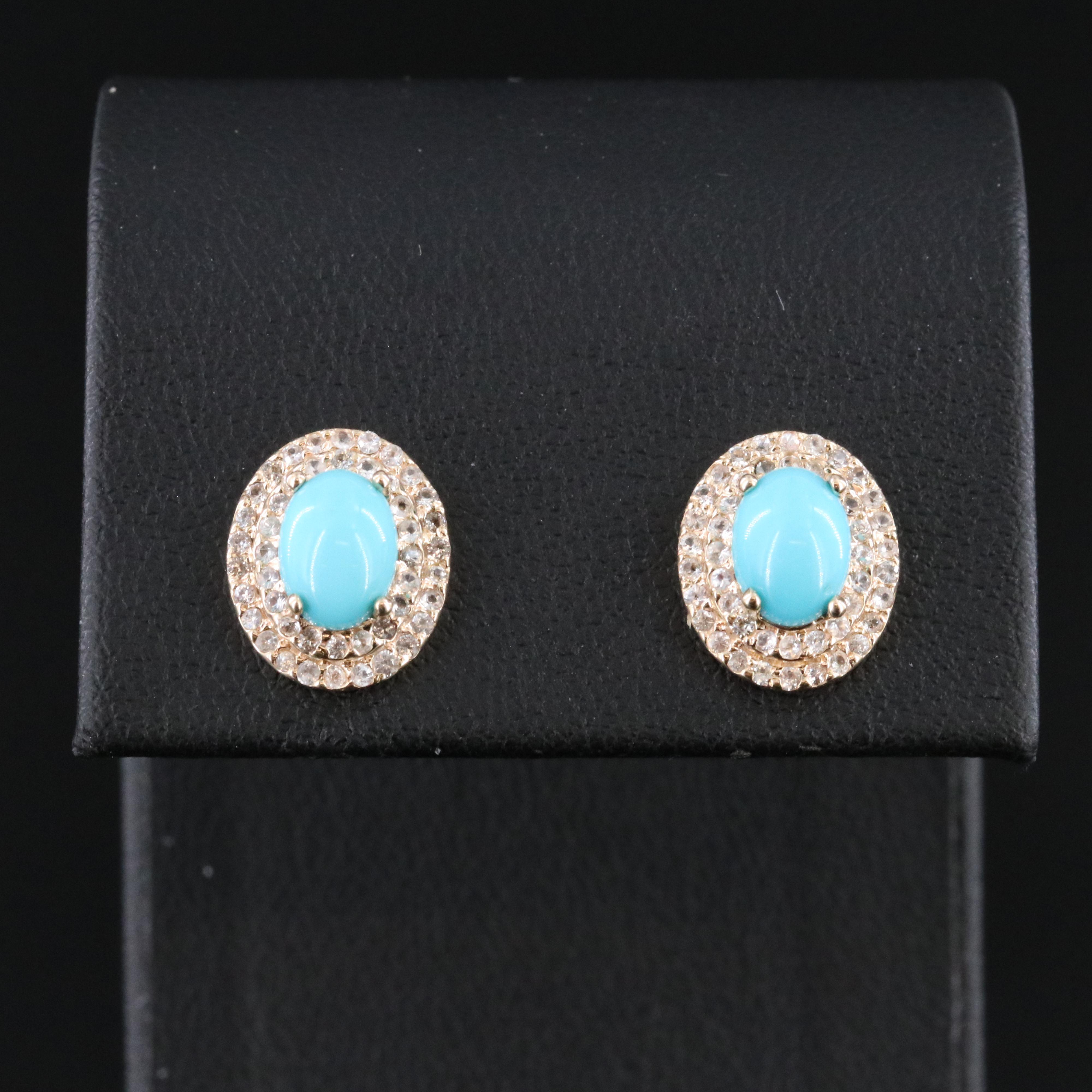 14K Turquoise and White Sapphire Earrings