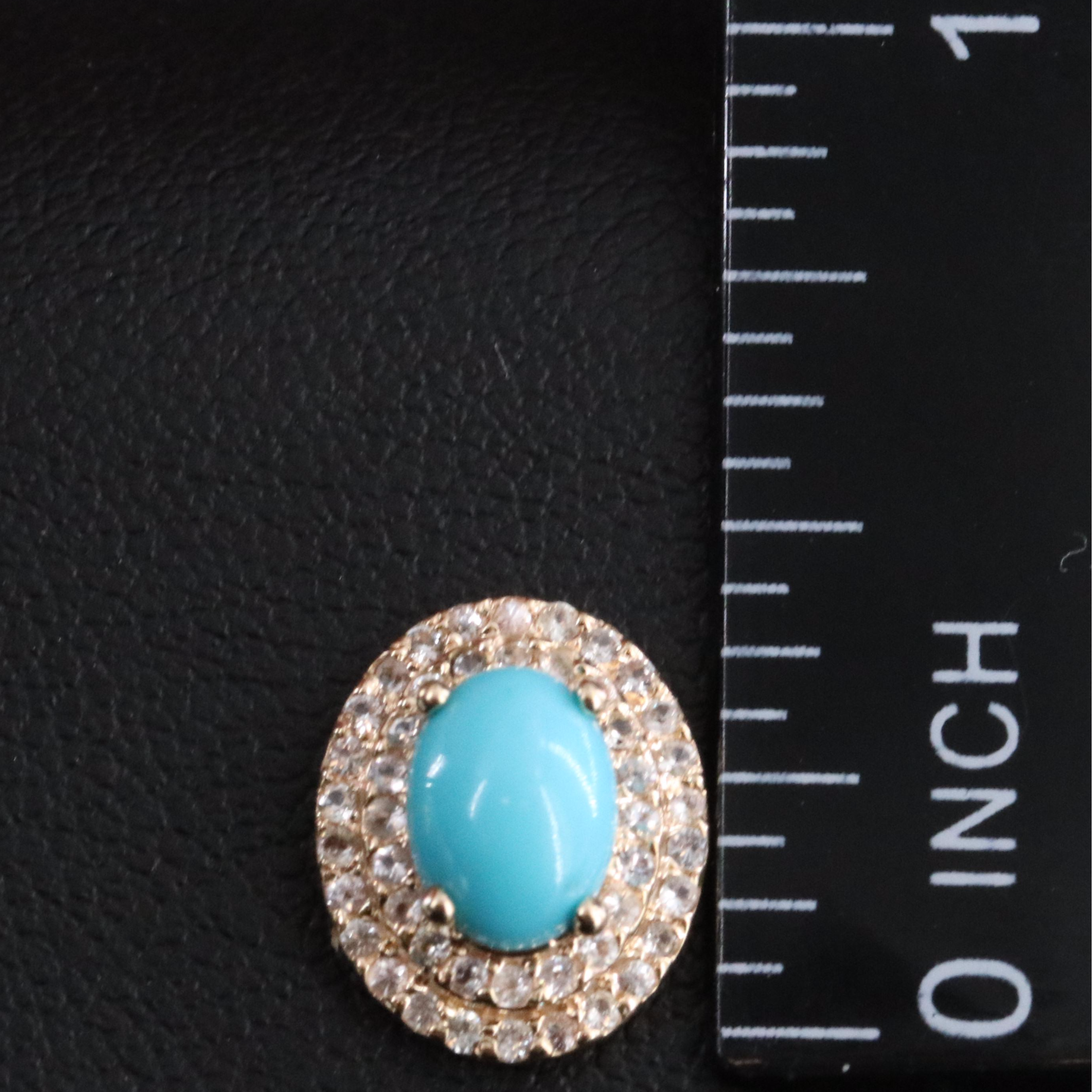 14K Turquoise and White Sapphire Earrings