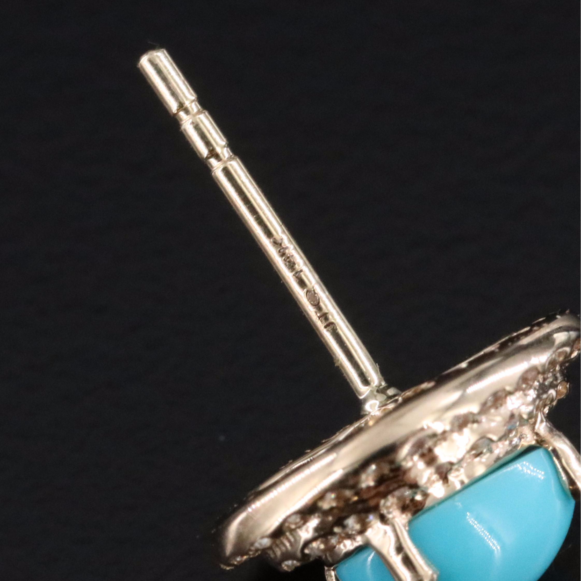 14K Turquoise and White Sapphire Earrings