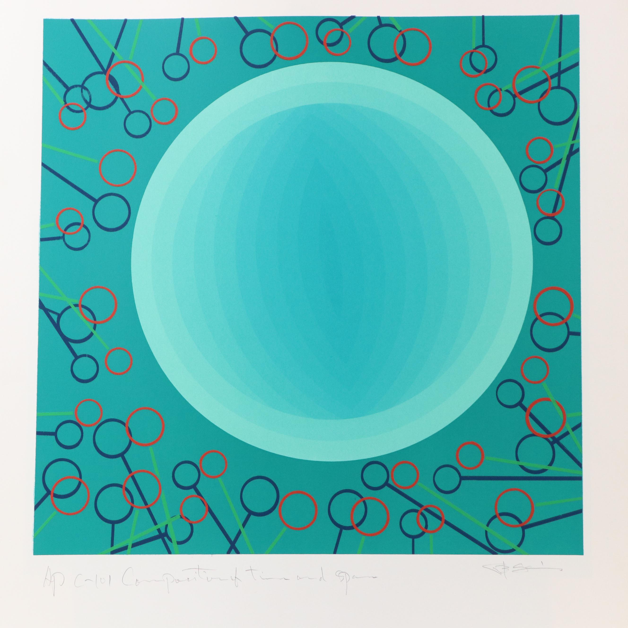 Nobuteru Shimotakahara Op Art Serigraph "Composition of Time and Space"