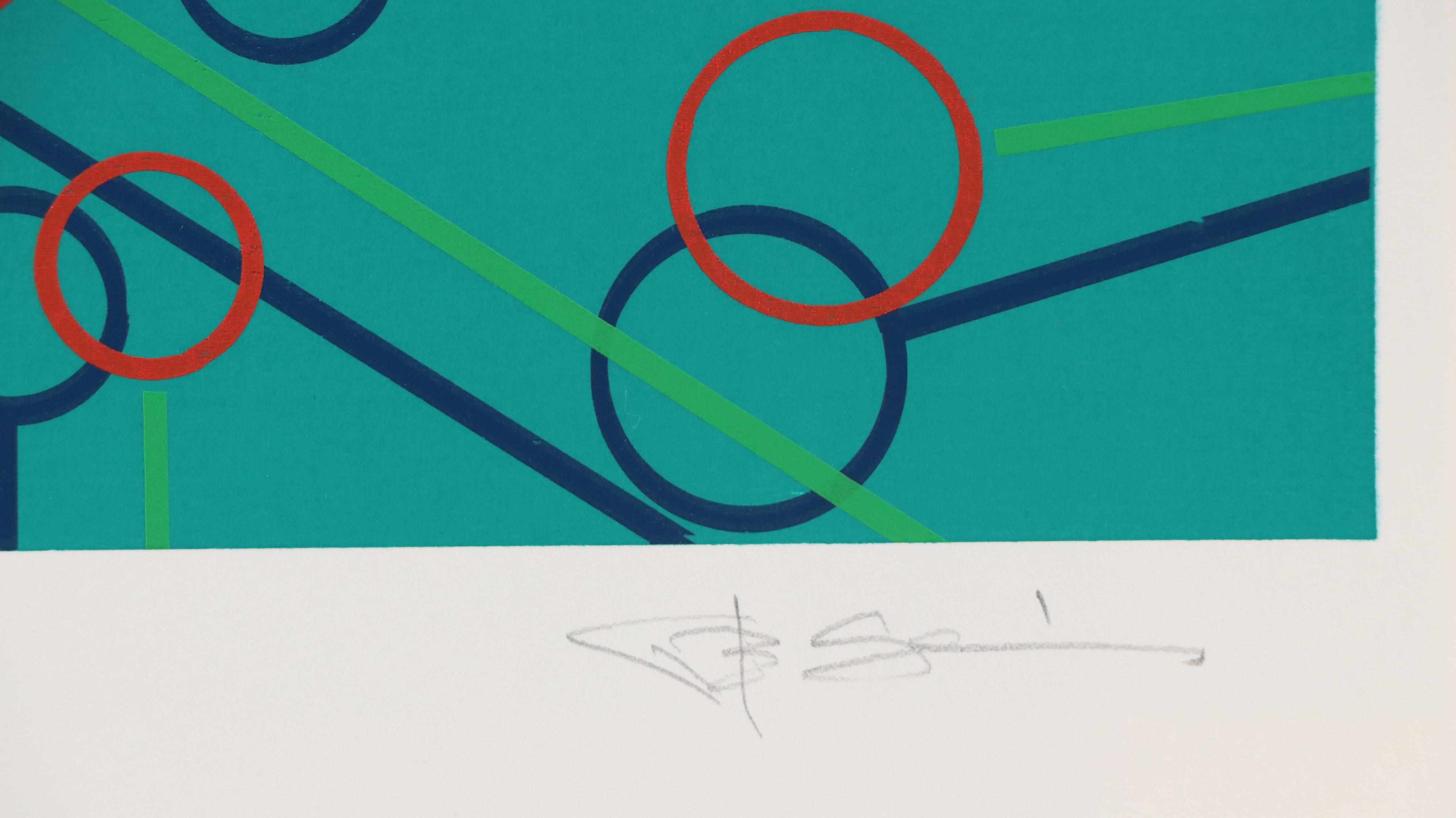 Nobuteru Shimotakahara Op Art Serigraph "Composition of Time and Space"