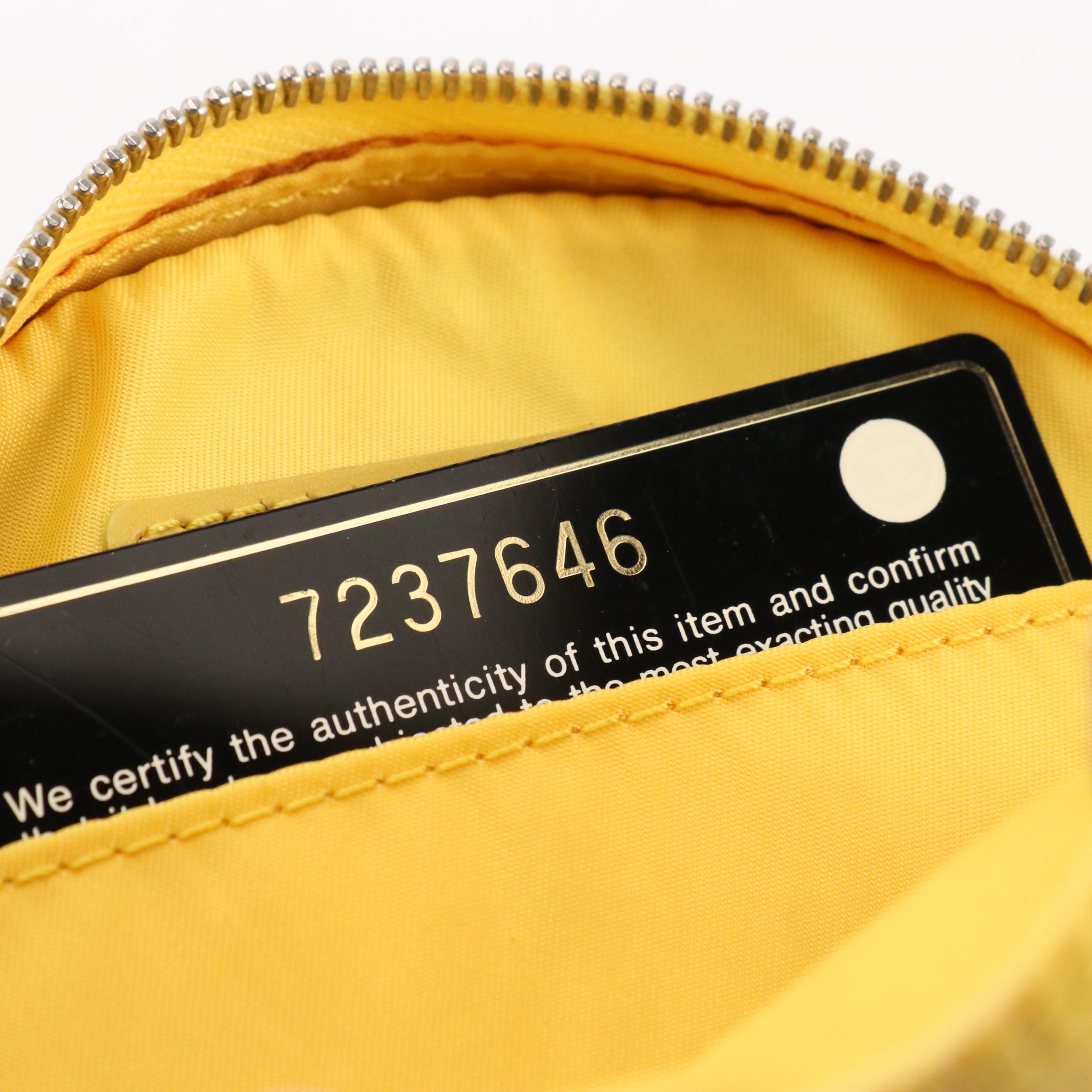 Chanel Travel Ligne Round Zip Pouch in Yellow CC Nylon Jacquard