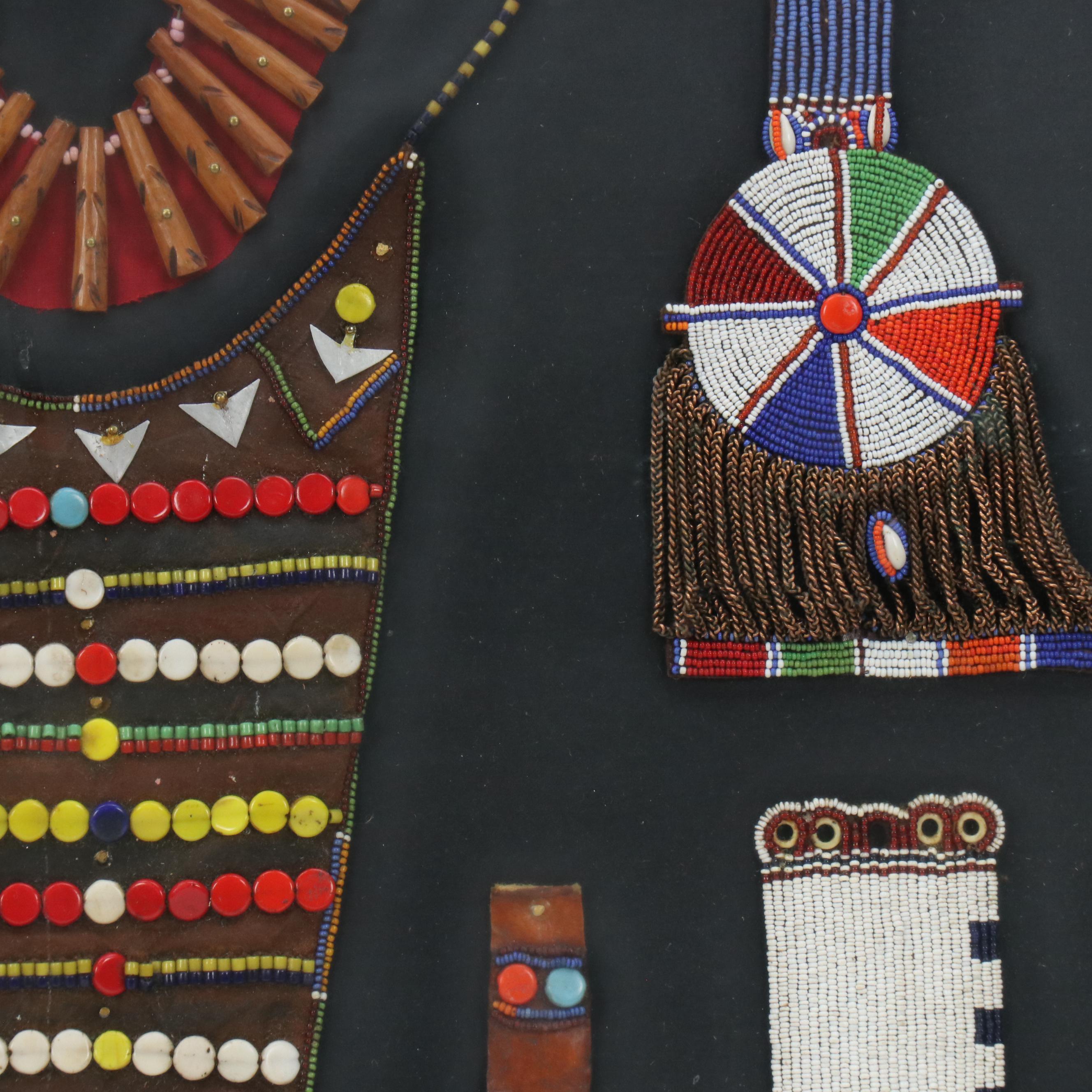 East Africa Maasai Warrior Traditional Beadwork Collar, Plastron, Earrings, More