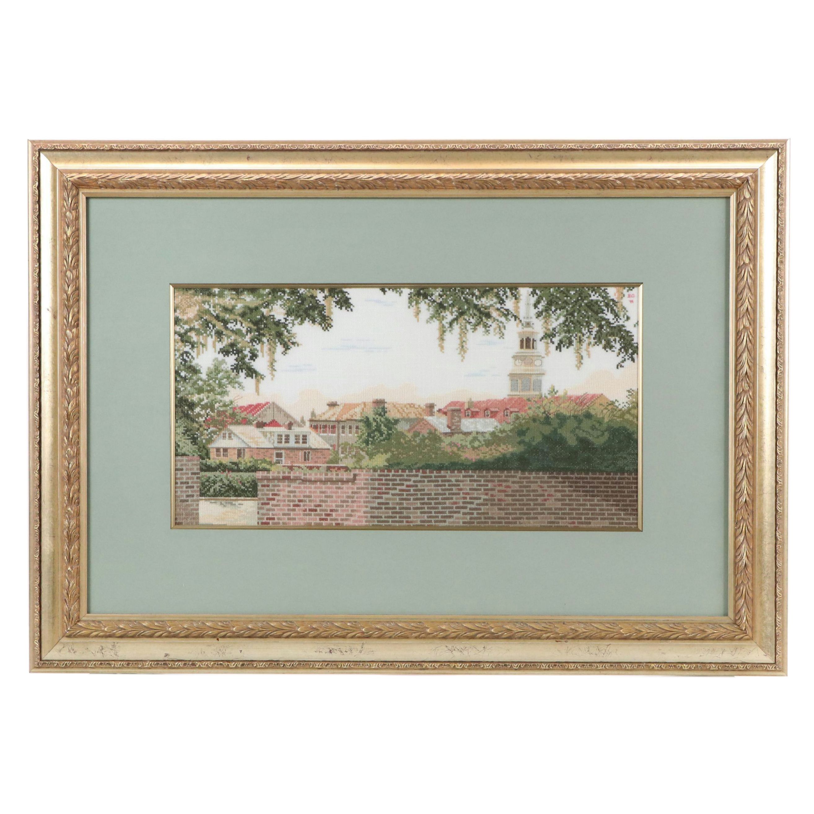 Bernice Giannetti Cross-Stitch Embroidery of Village Landscape