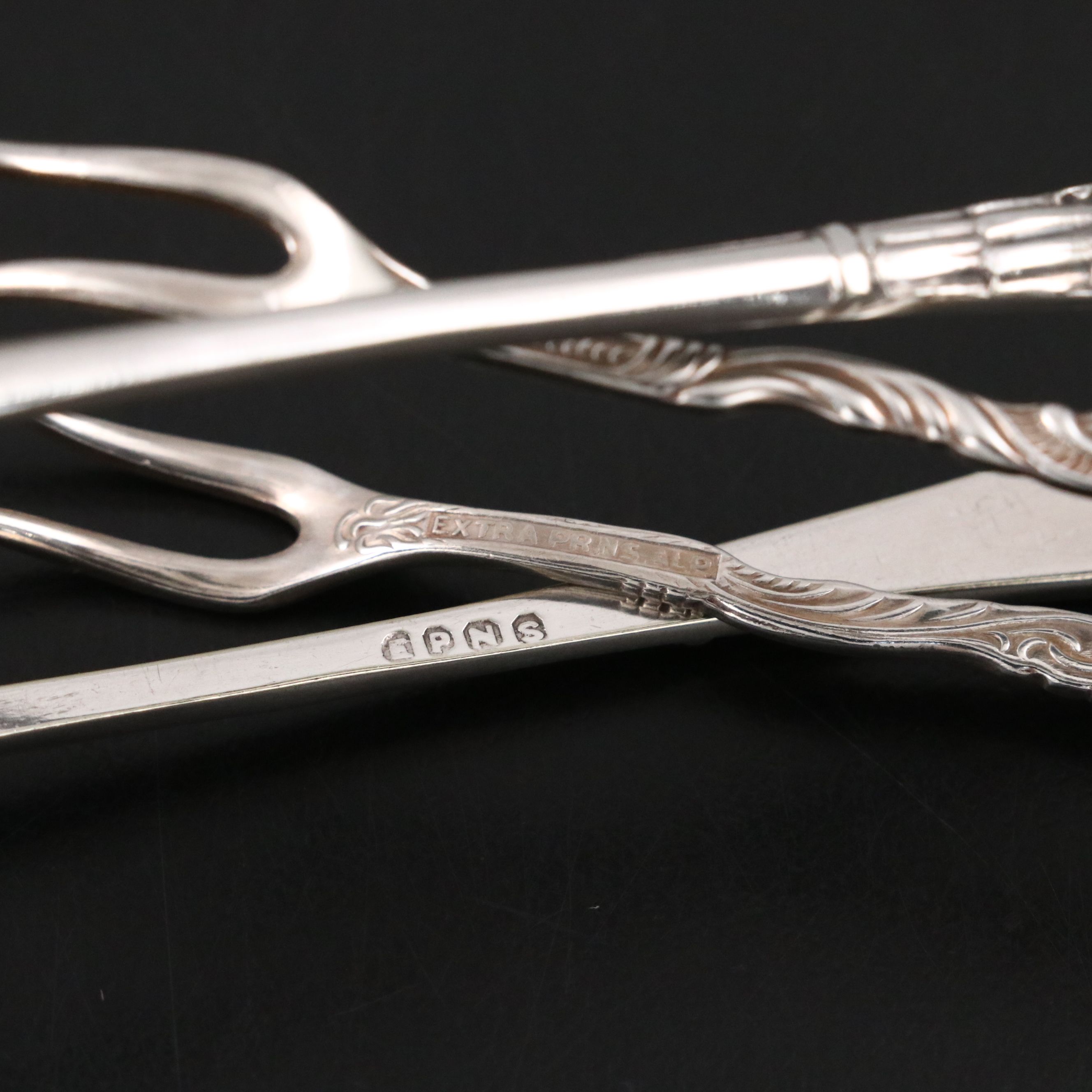 Vintage S. Kirk & Son Repoussé Sterling Berry Spoon w/ Sterling Rattle and Tongs