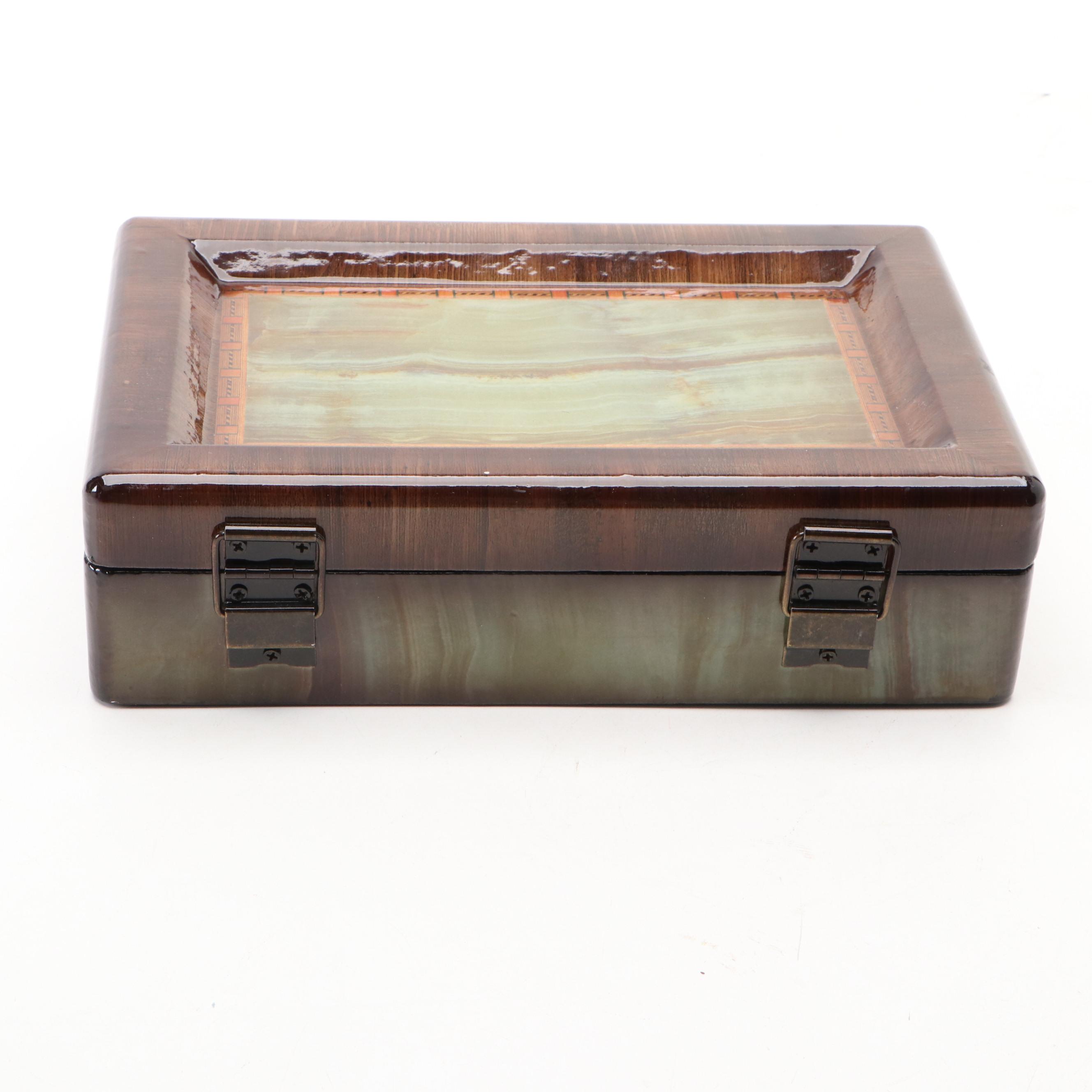 Mid Century Modern Style Ceramic Vases with Lacquered Box