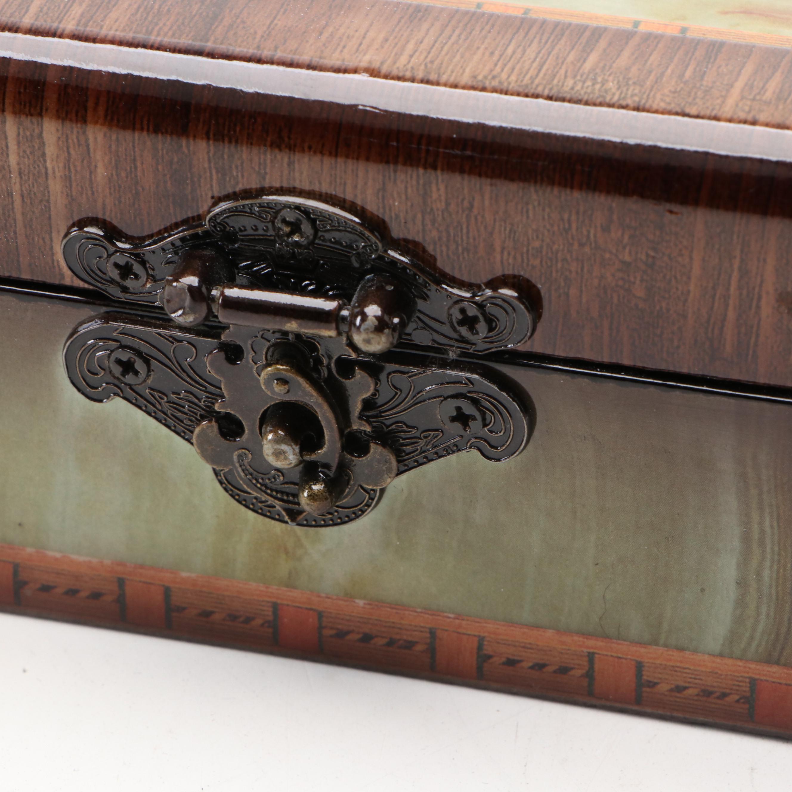 Mid Century Modern Style Ceramic Vases with Lacquered Box