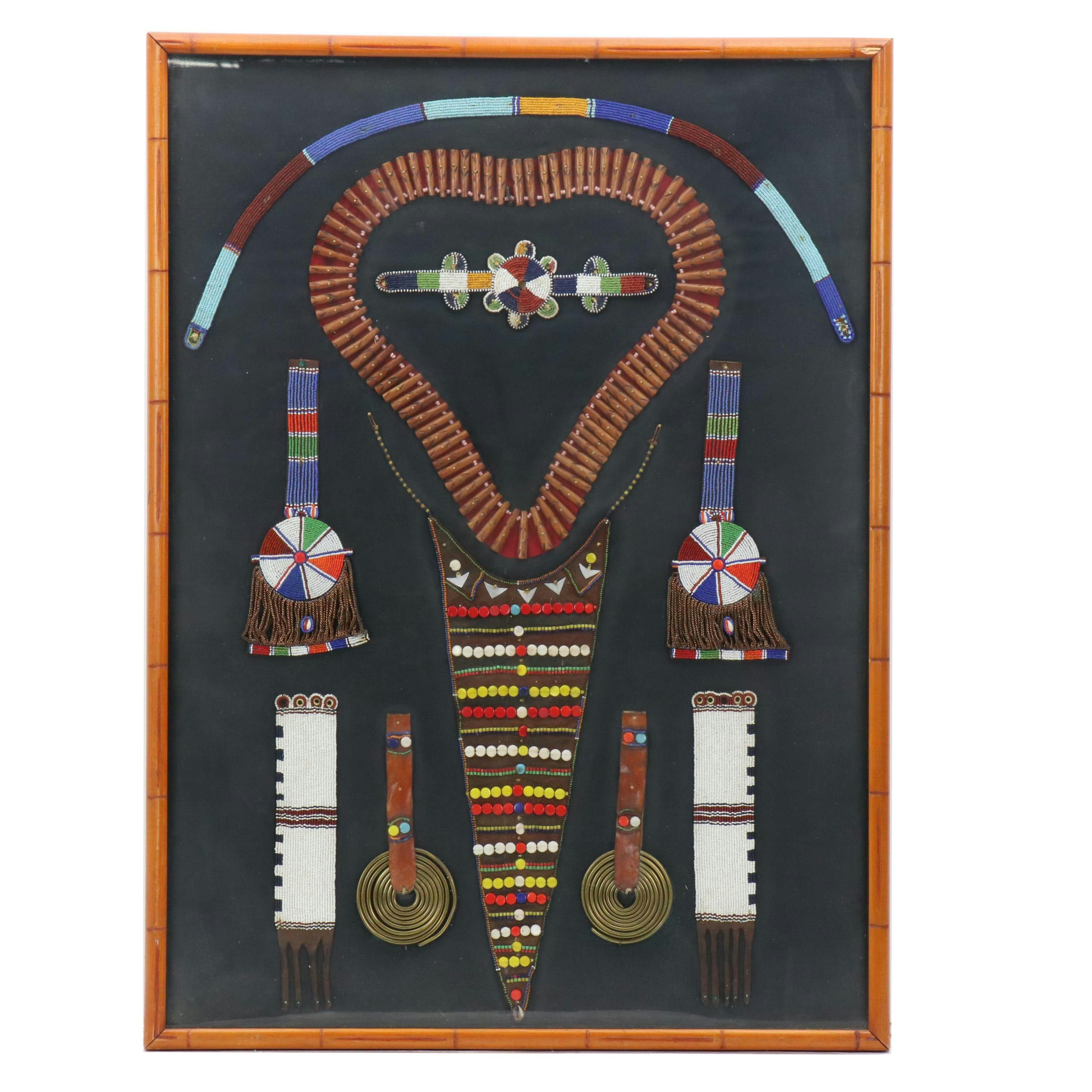 East Africa Maasai Warrior Traditional Beadwork Collar, Plastron, Earrings, More