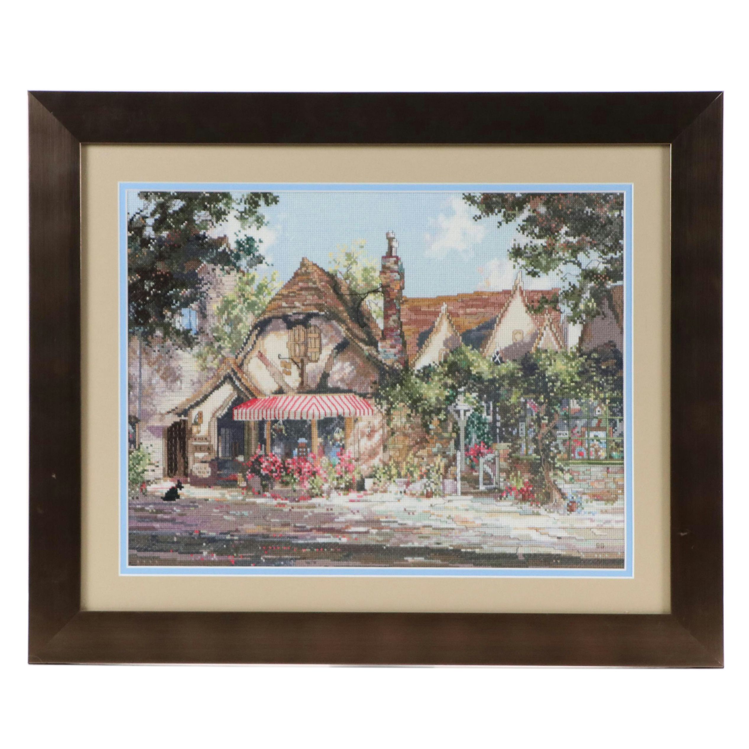 Bernice Giannetti Cross-Stitch Embroidery of Residential Landscape