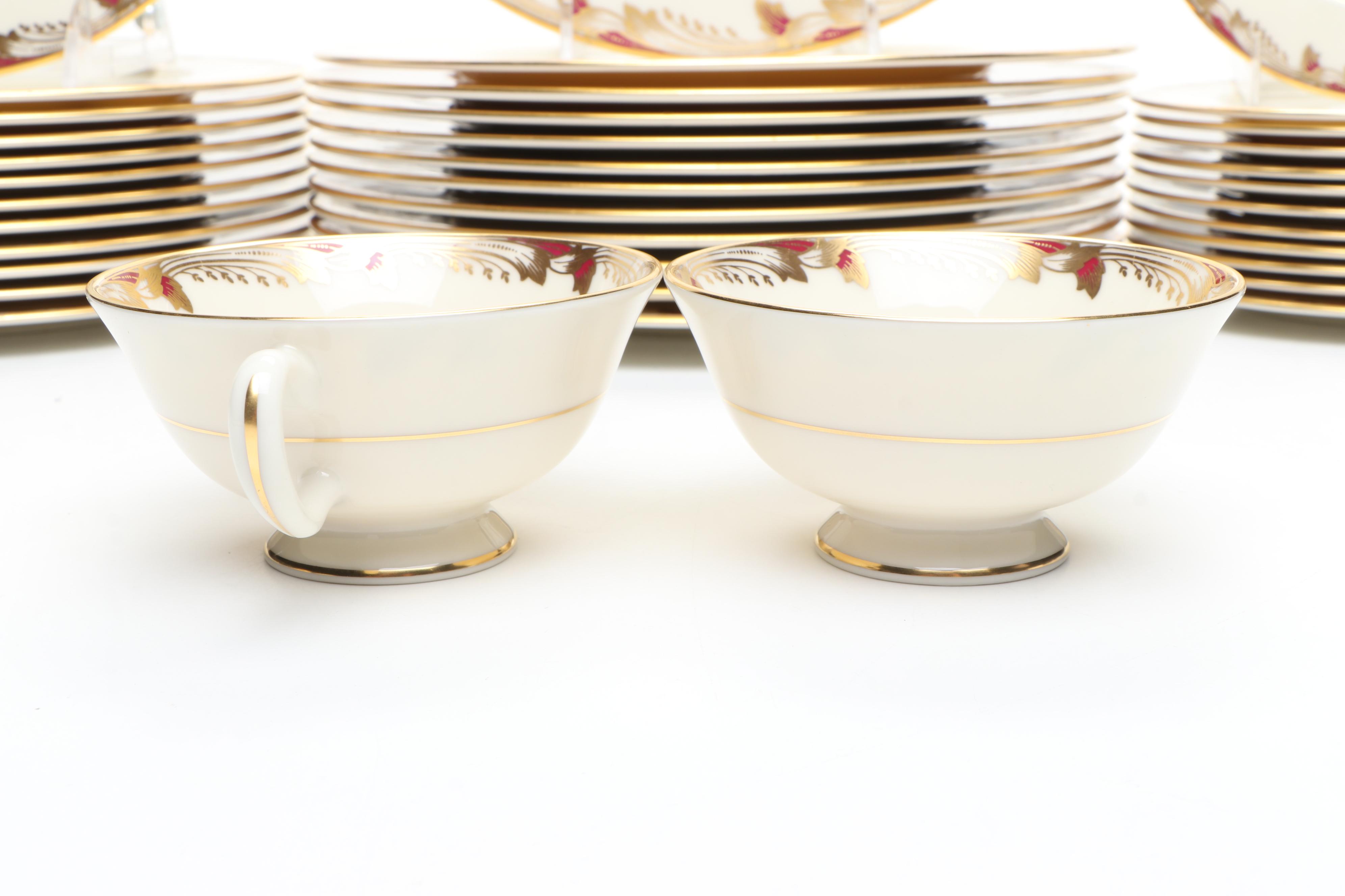 Lenox "Essex Maroon" Porcelain Dinnerware, 1938–1978