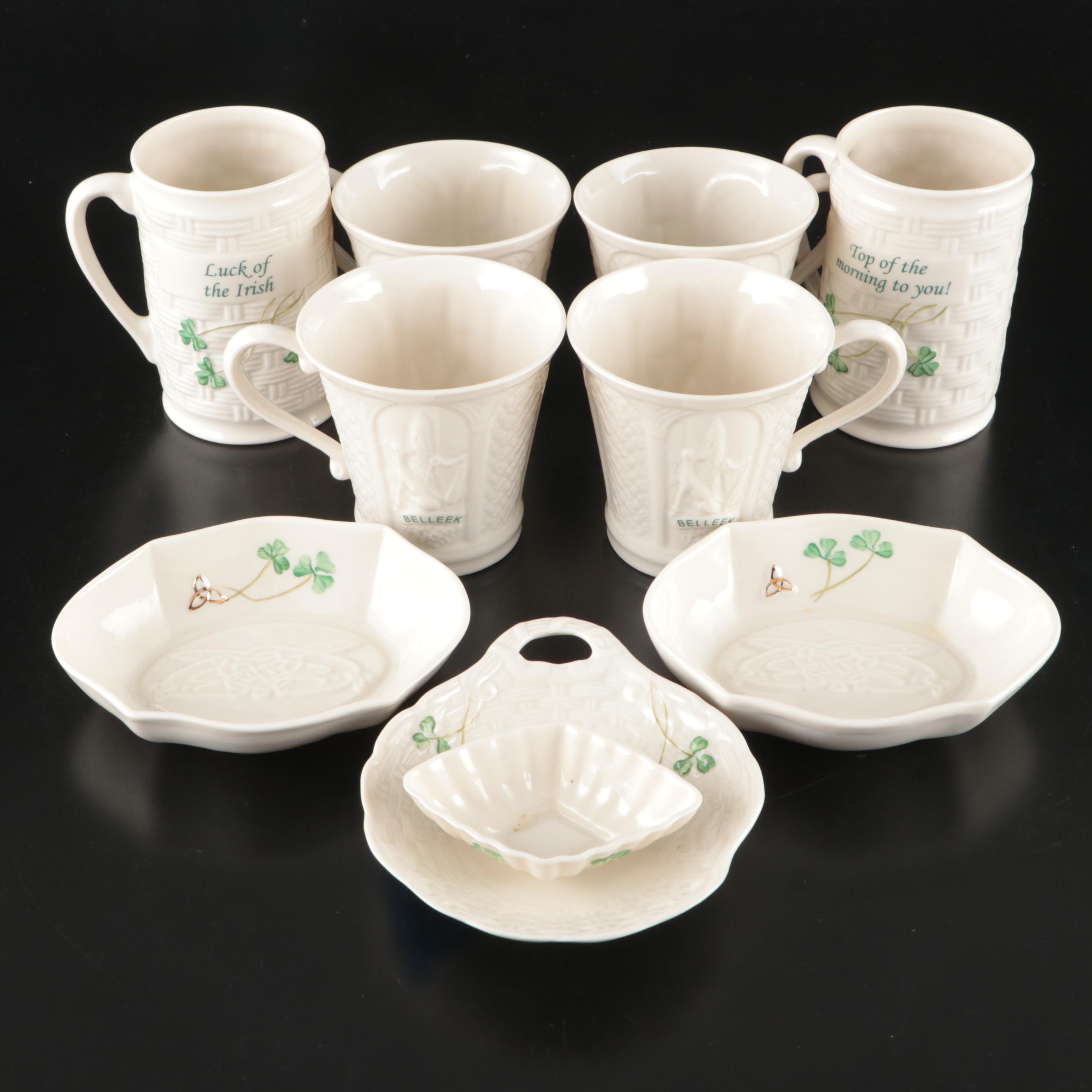 Belleek Ireland Porcelain Mugs and Cups with Other Table Accessories