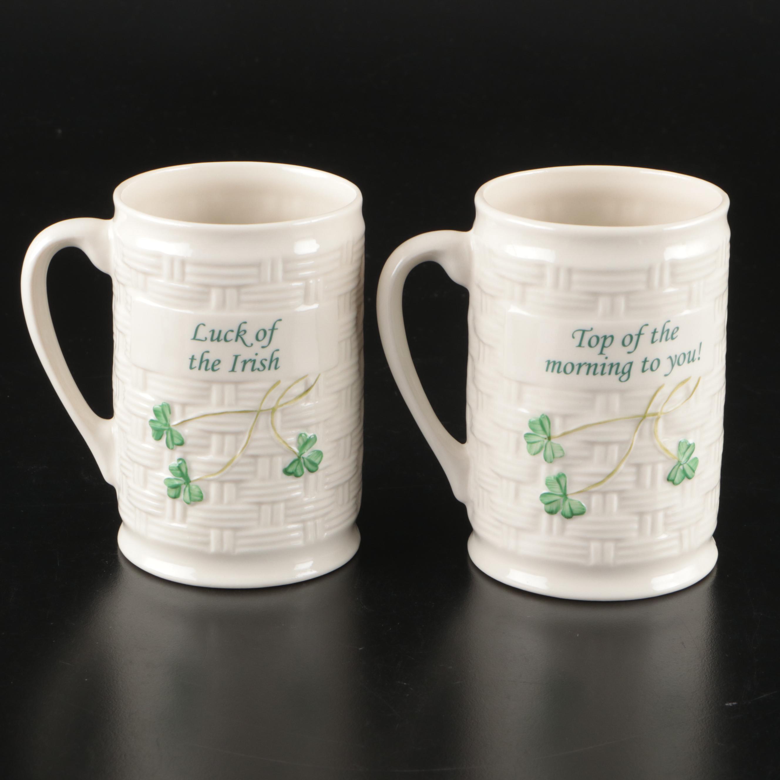 Belleek Ireland Porcelain Mugs and Cups with Other Table Accessories